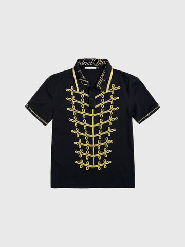 Brick Lane Skimming-fit Embroidered Short Sleeve Shirt -- Black