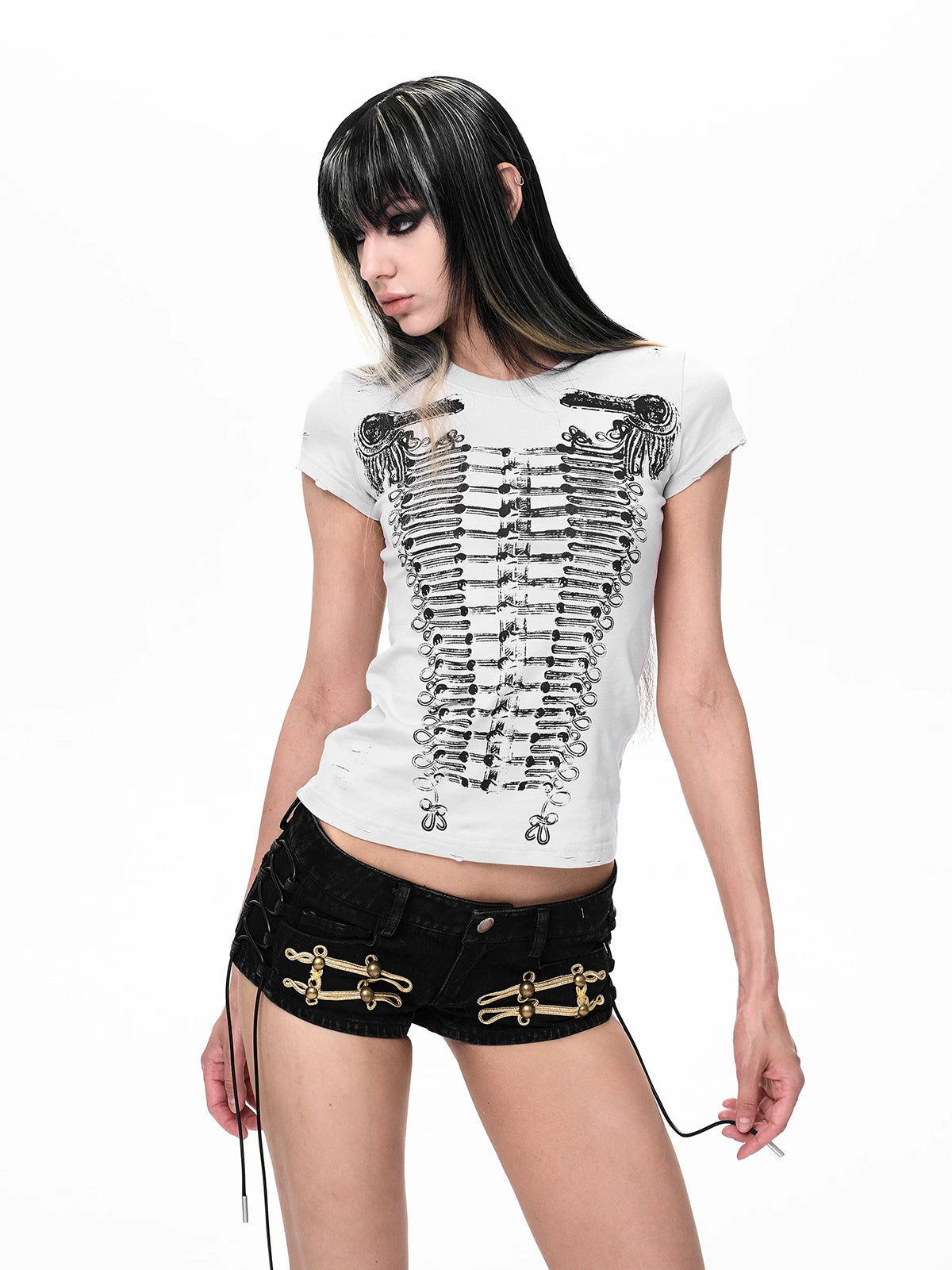 Brick Lane Skimming-fit Graphic Print Baby Tee -- White