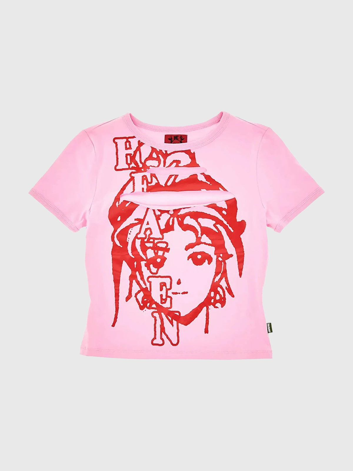 Brick Lane Skimming-fit Cut-out Graphic Tee -- Pink