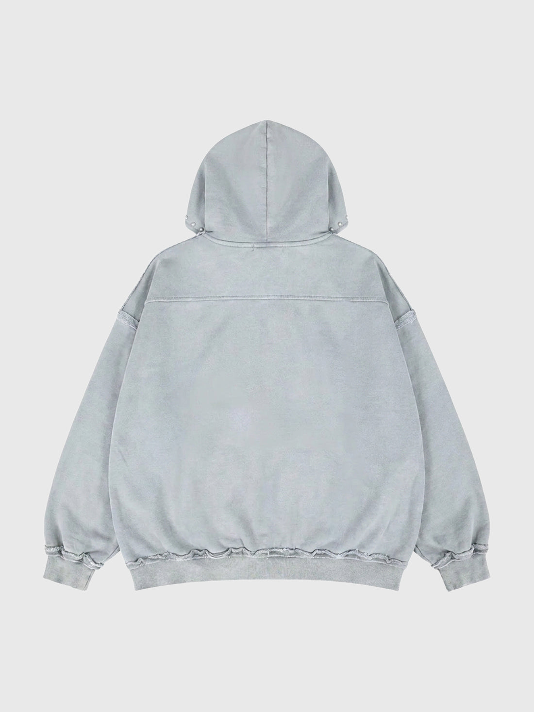 Co-ed Dorm Baggy Washed Distressed Zip-up Hoodie - White