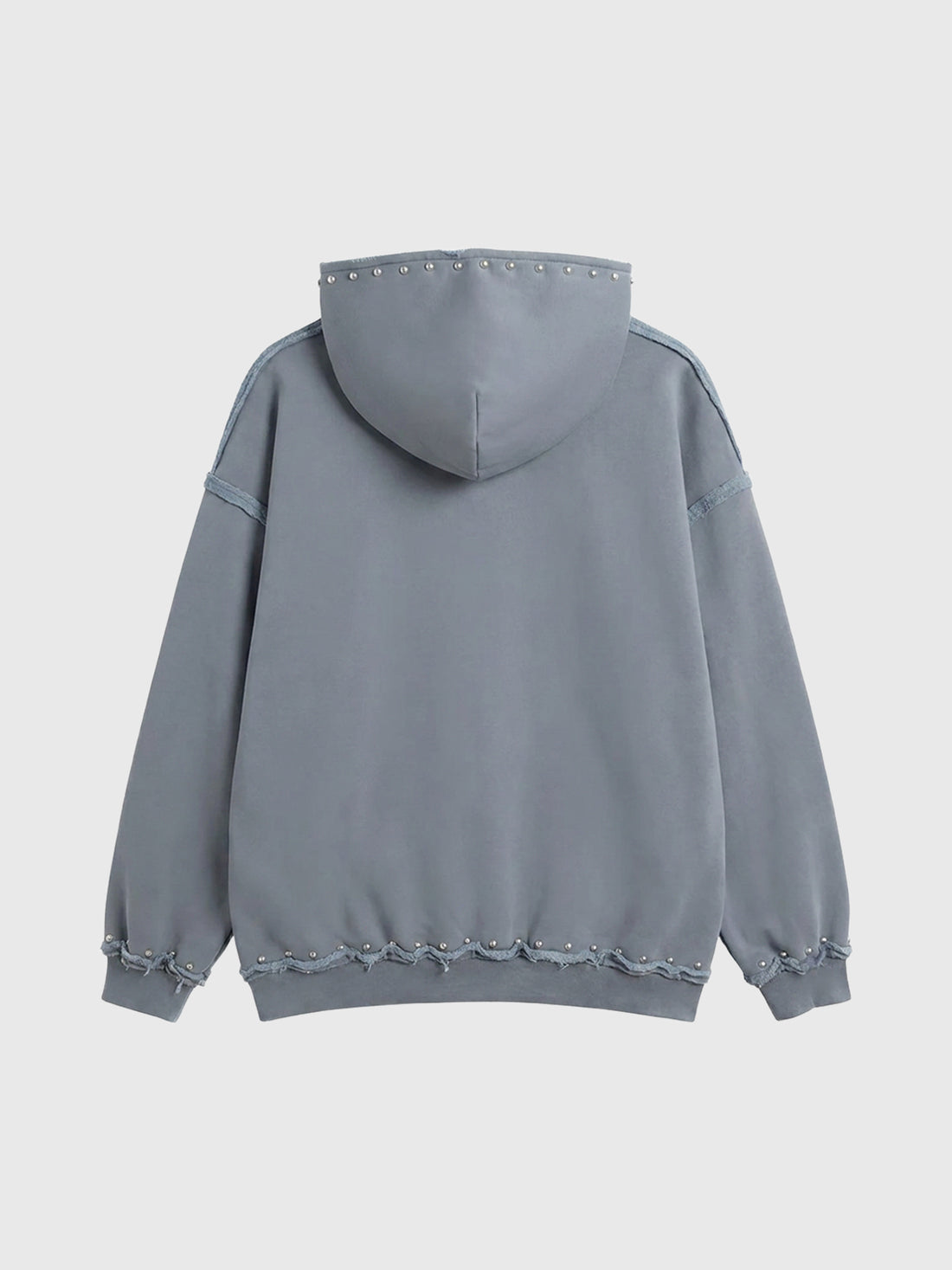 Co-ed Dorm Baggy Washed Distressed Zip-up Hoodie - Grey