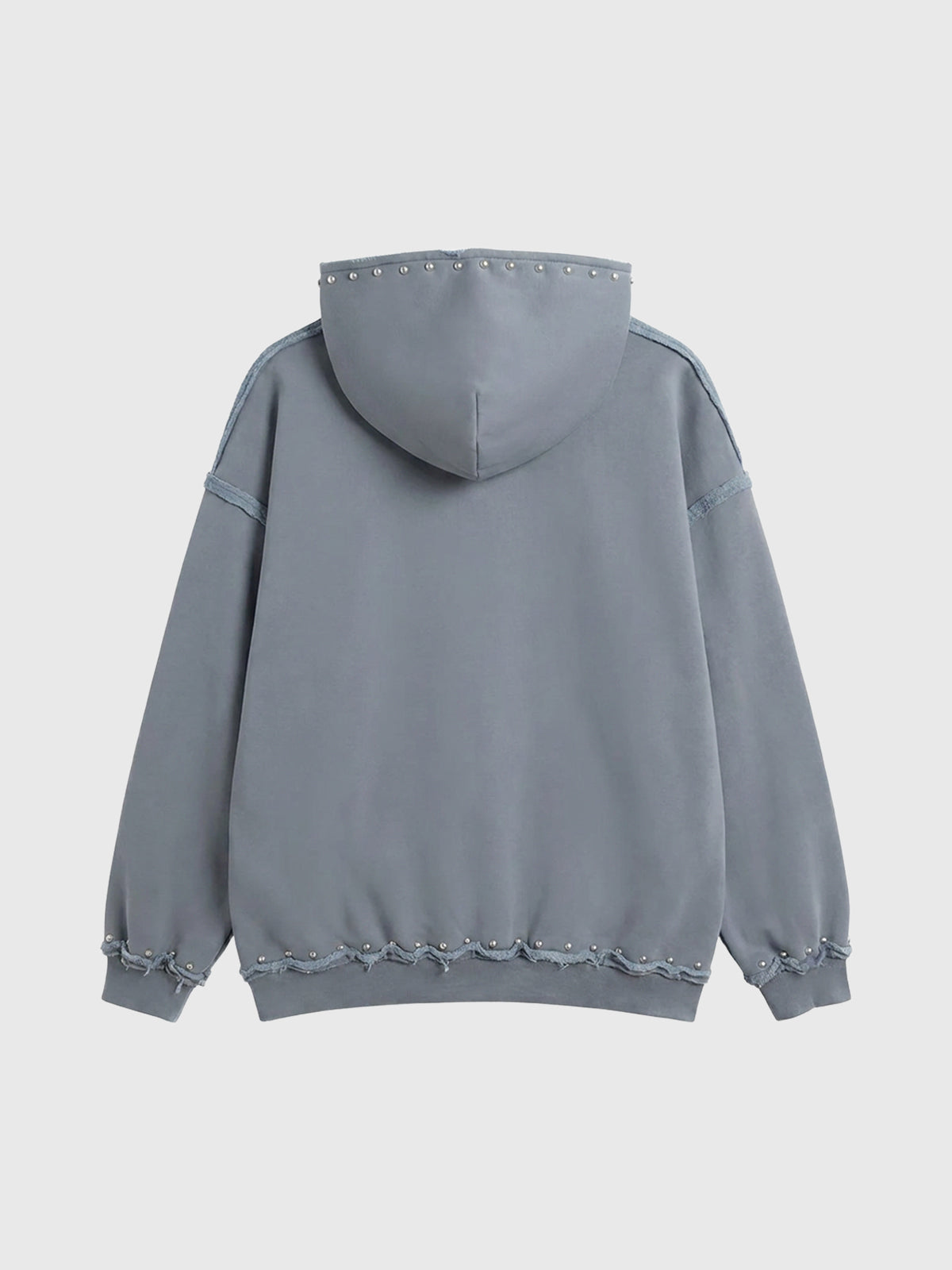 Co-ed Dorm Baggy Washed Distressed Zip-up Hoodie - Grey