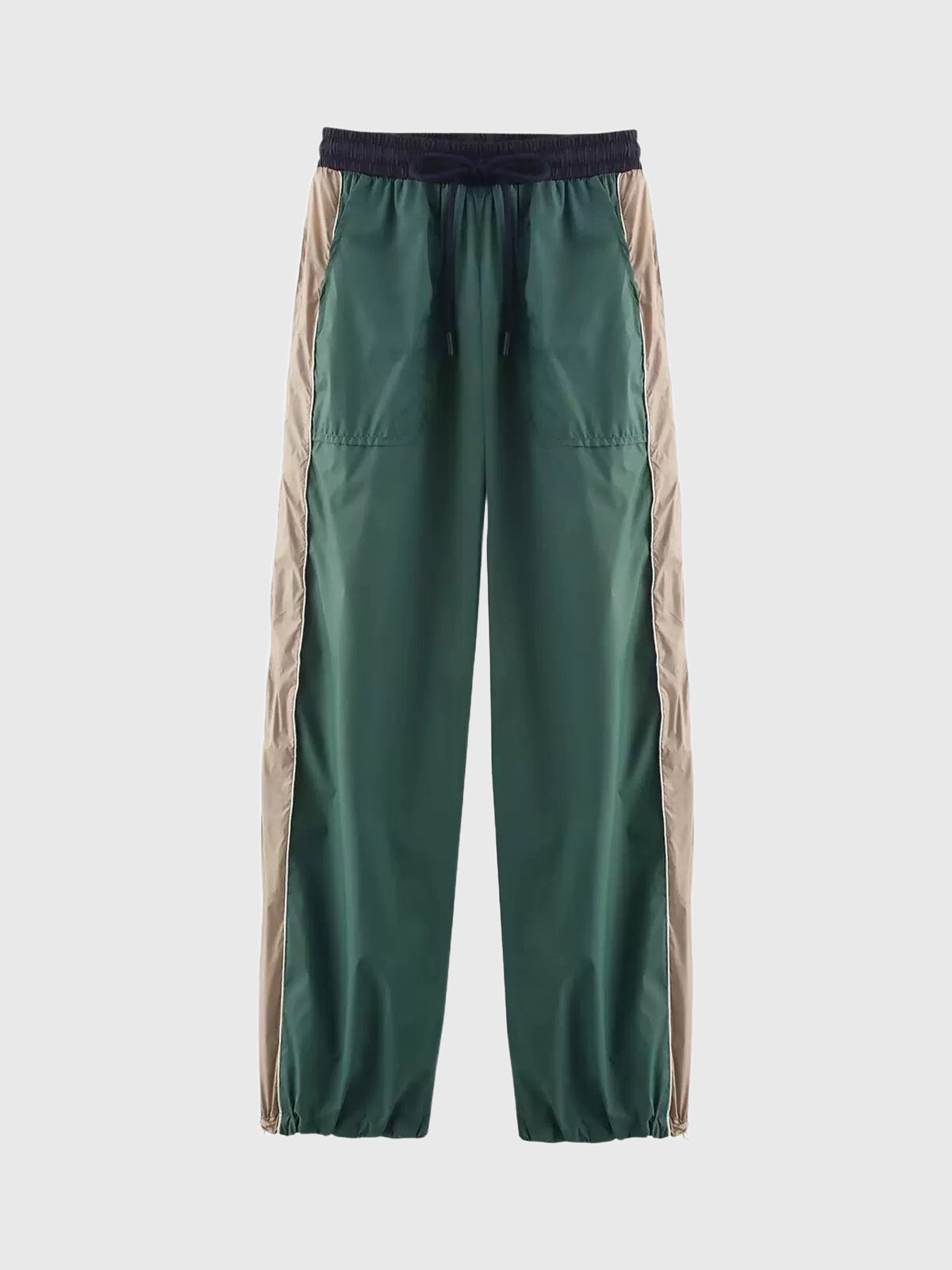 Co-ed Dorm Baggy Contrast Color Side Striped Sweatpants - Green