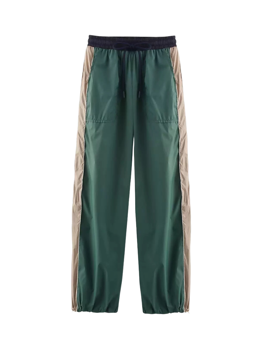 Co-ed Dorm Baggy Contrast Color Side Striped Sweatpants - Green