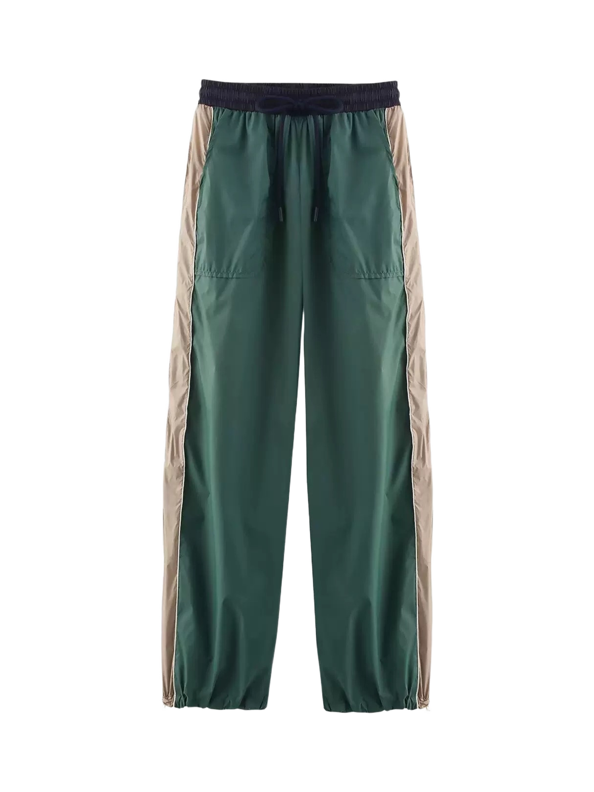 Co-ed Dorm Baggy Contrast Color Side Striped Sweatpants - Green