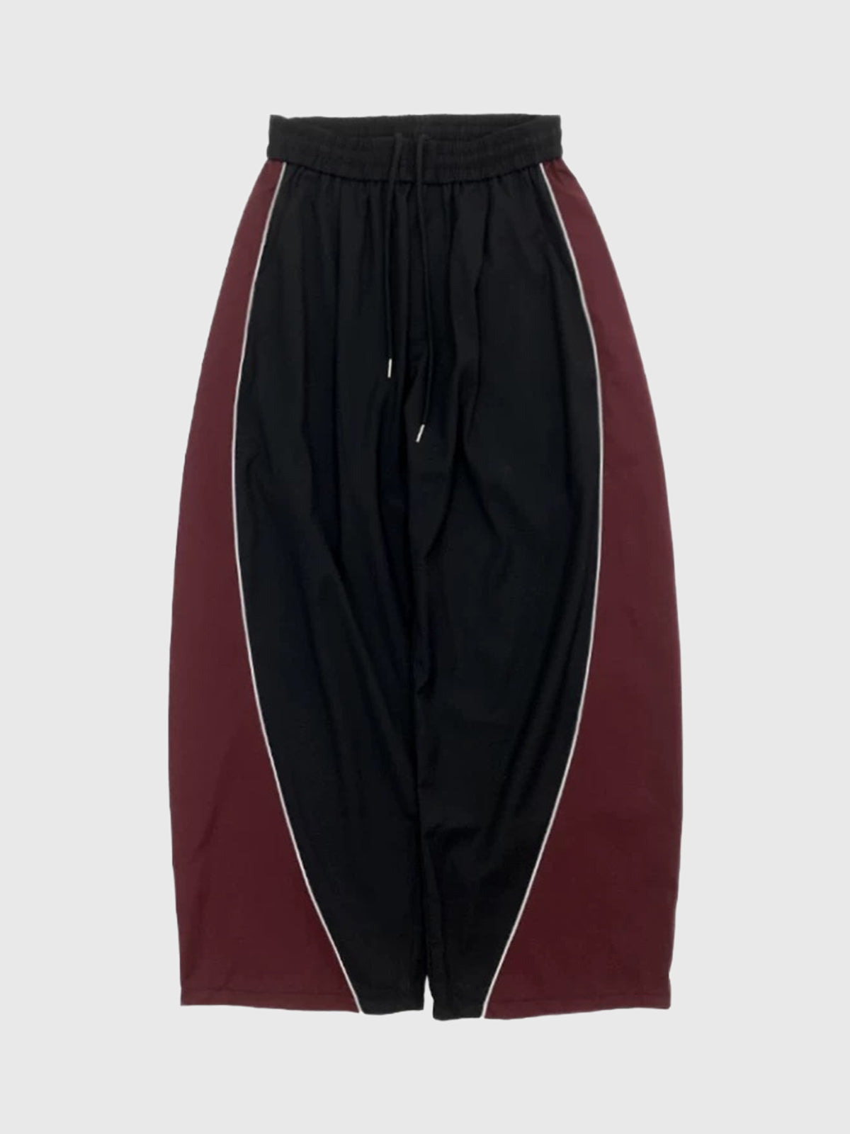 Co-ed Dorm Baggy Contrast Color Side Striped Sweatpants - Red