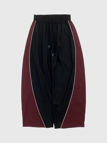 Co-ed Dorm Baggy Contrast Color Side Striped Sweatpants - Red