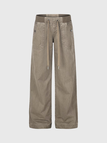 Brick Lane Straight Multi-Pocket Cargo Pants - Beige