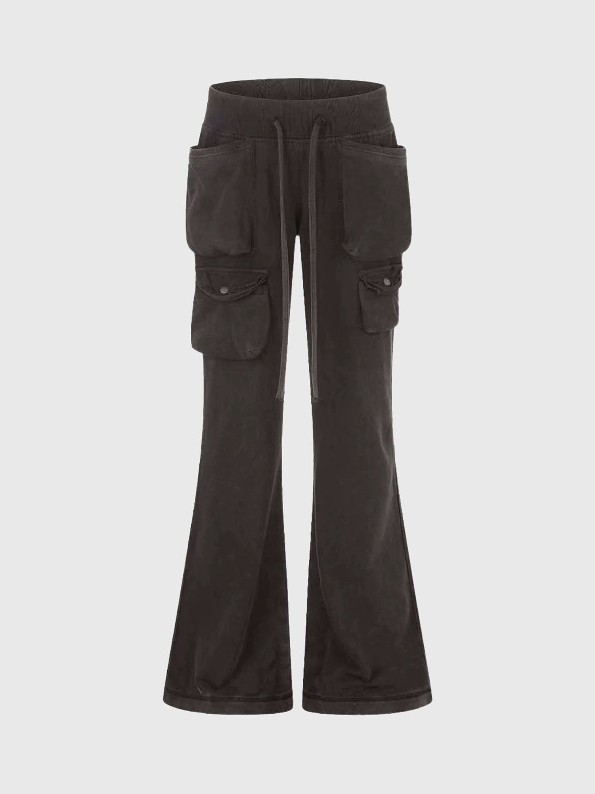 Brick Lane Flared Multi-Pocket Cargo Pants - Brown