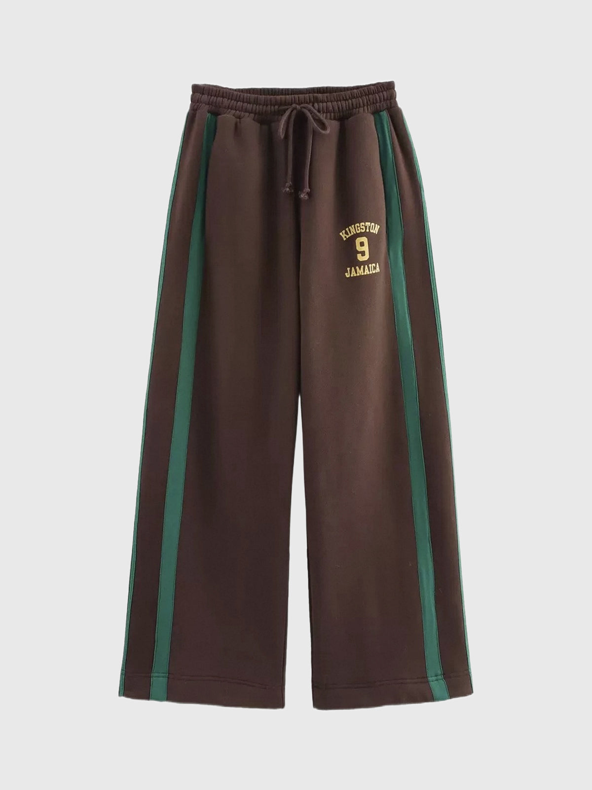 Co-ed Dorm Baggy Contrast Color Side Striped Sweatpants - Brown