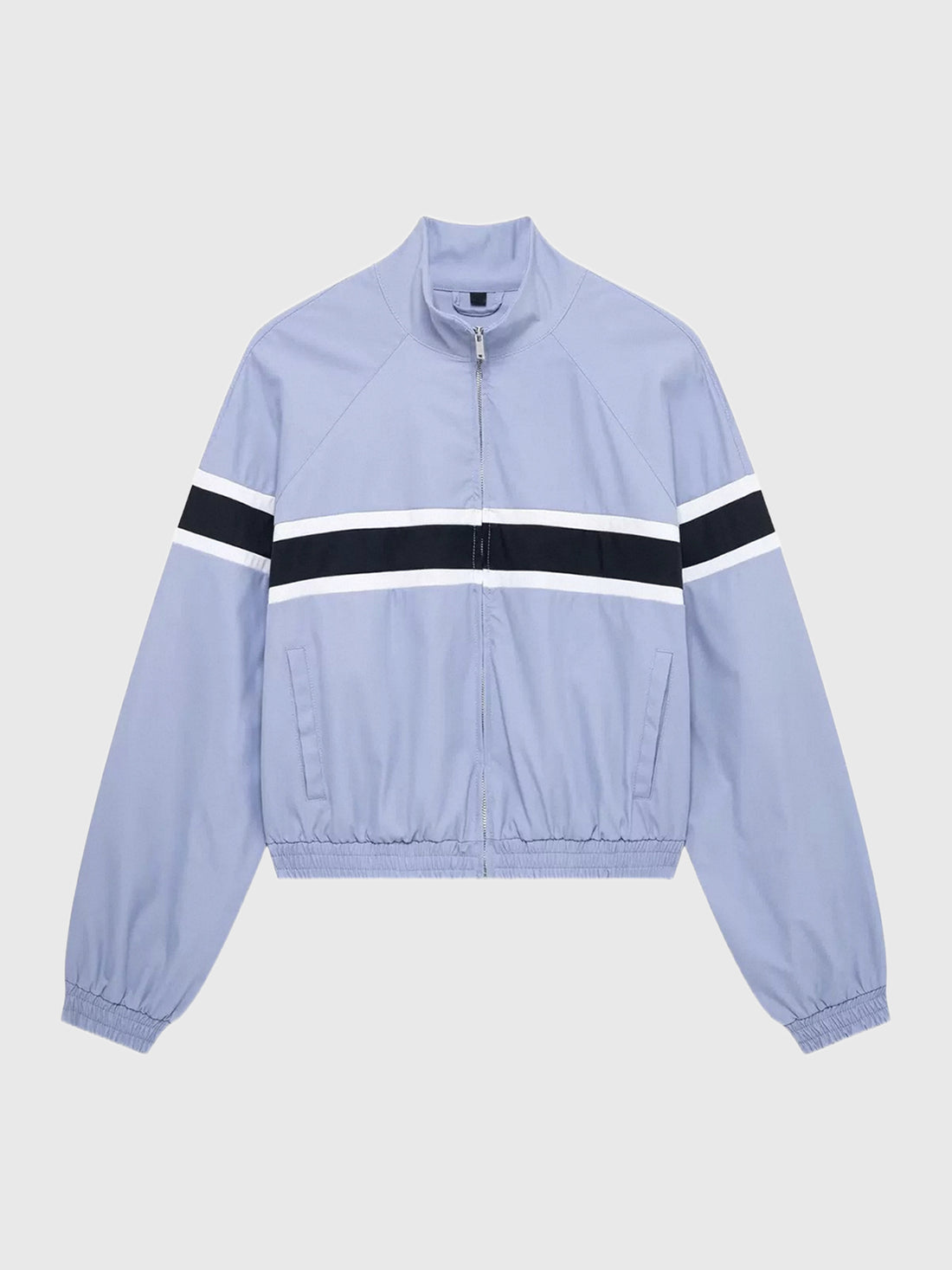 Co-ed Dorm Baggy Contrast Color Zip-up Jacket - Blue