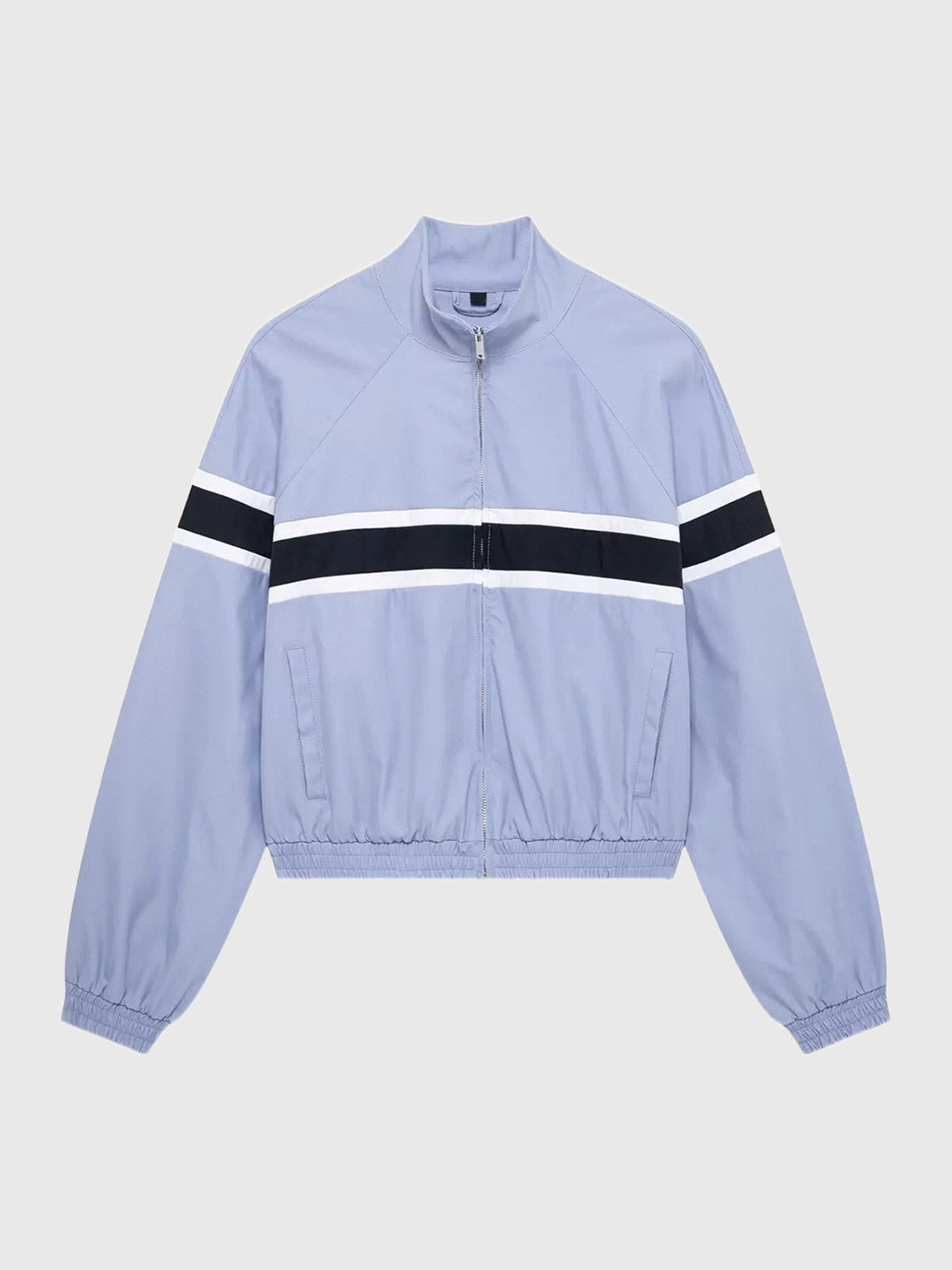 Co-ed Dorm Baggy Contrast Color Zip-up Jacket - Blue