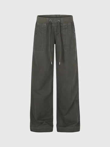 Brick Lane Straight Multi-Pocket Cargo Pants - Green