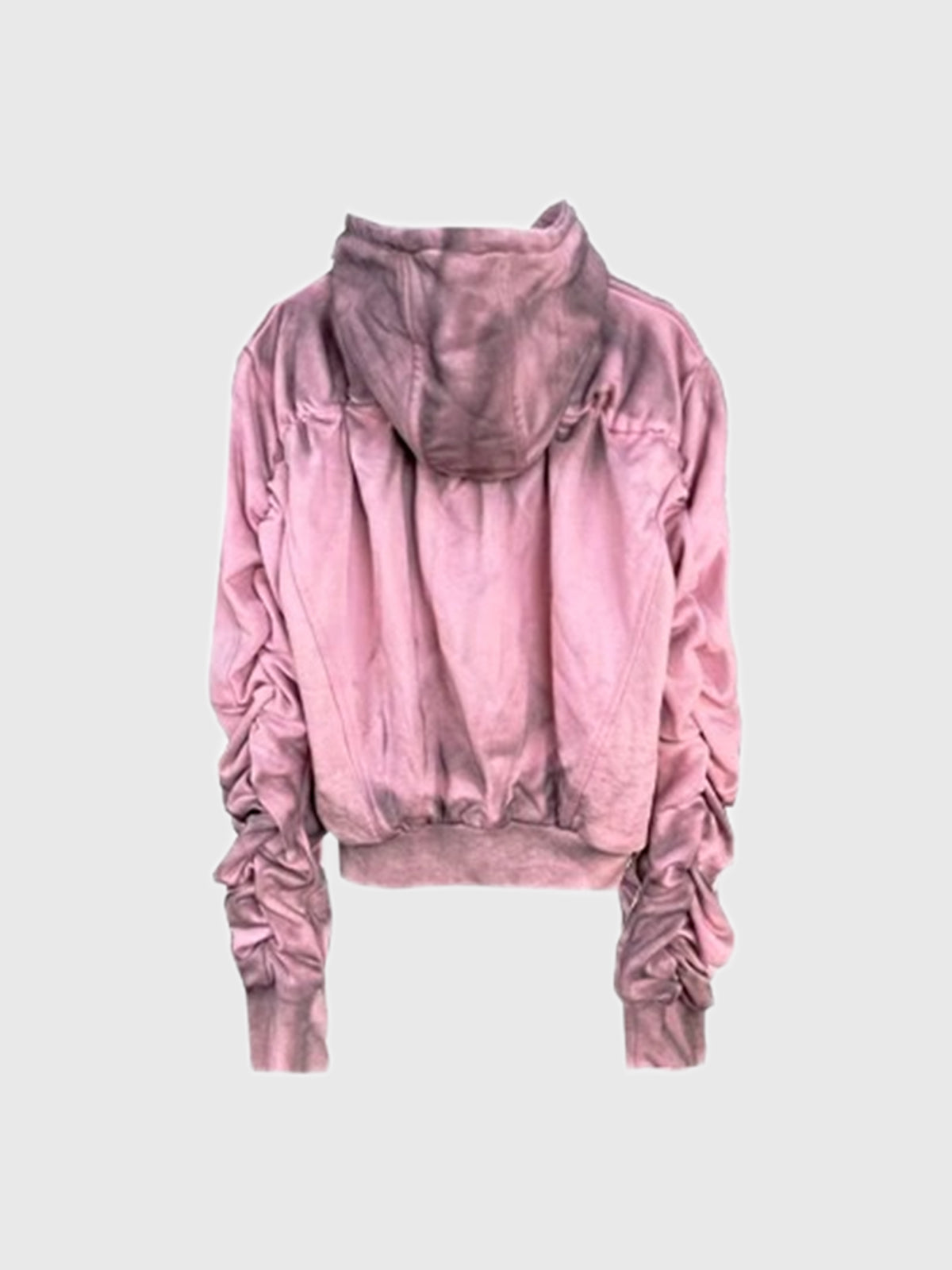 Co-ed Dorm Baggy Tie-Dye Graphic Zip-up Hoodie - Pink