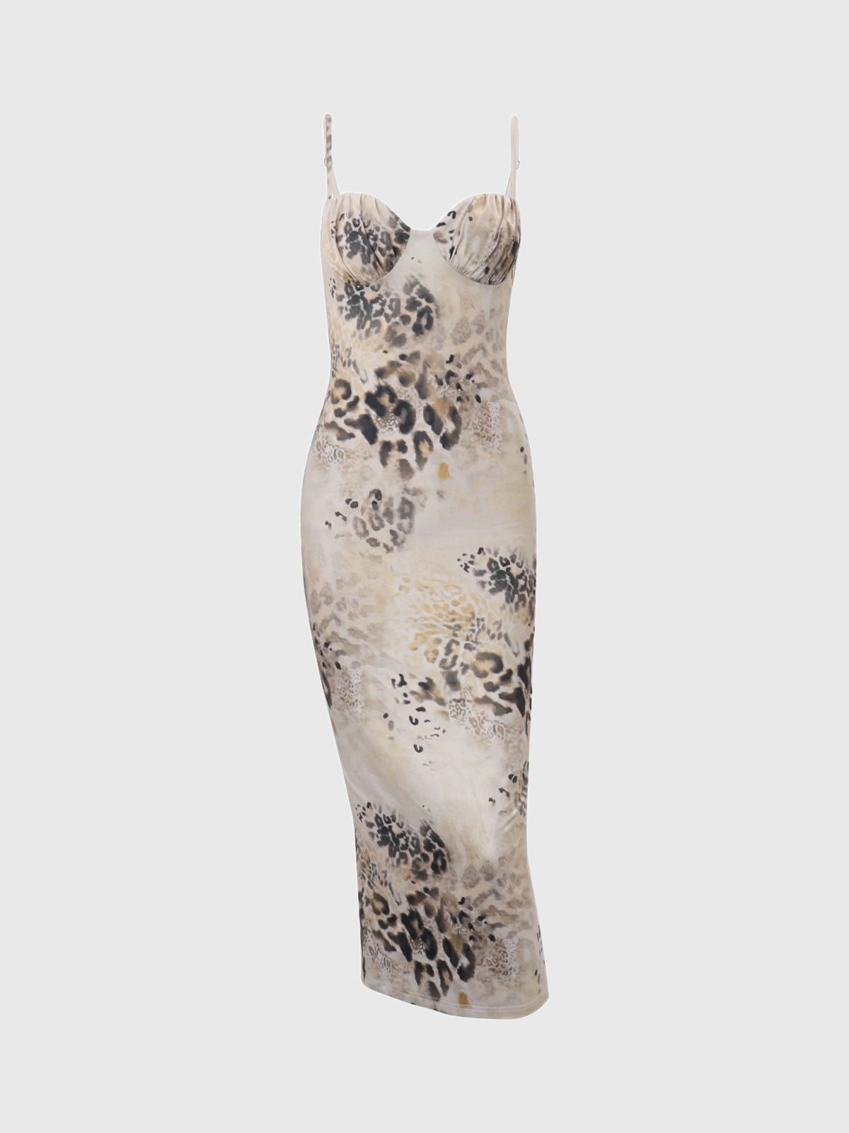 Brick Lane Skimming Leopard Backless Cami Dress - Brown
