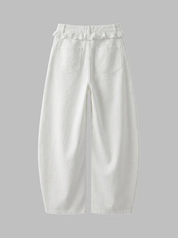 Dolled Office Wide-leg Minimalist Casual Pants - White