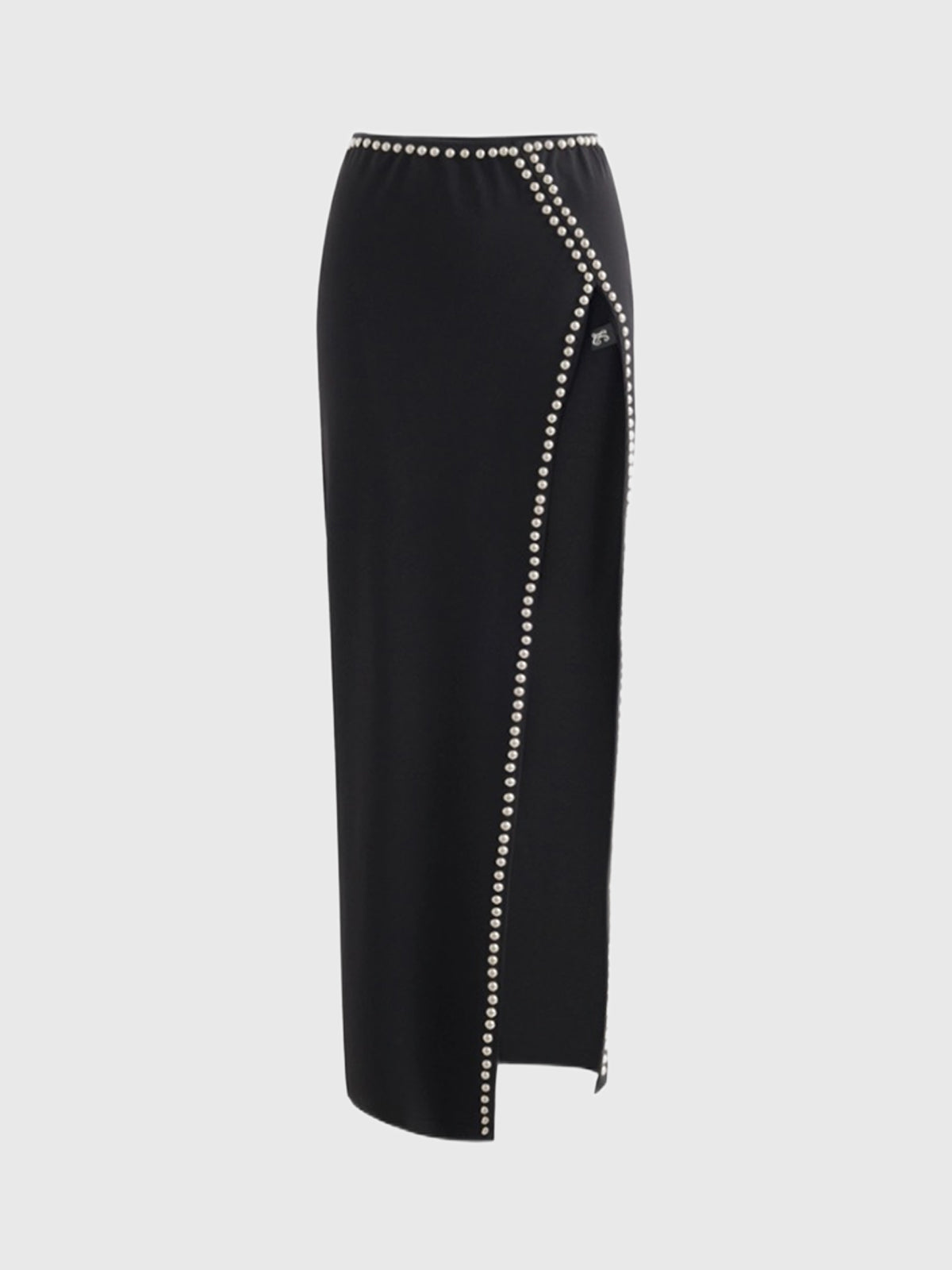 Brick Lane Asymmetric Chain Detailed Slit Maxi Skirt - Black