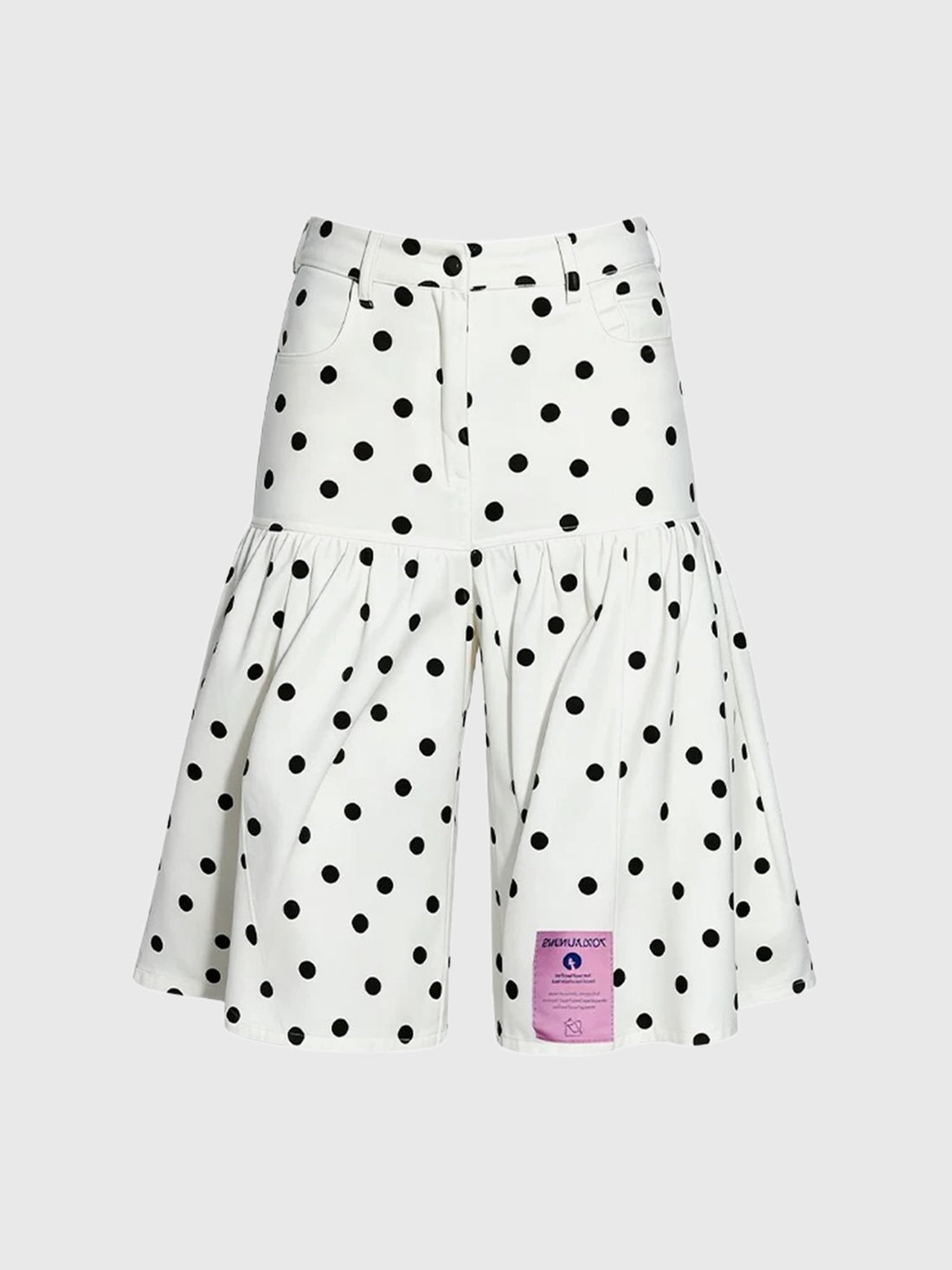 Brick Lane Wide-leg Polka Dot Graphic Pants - White