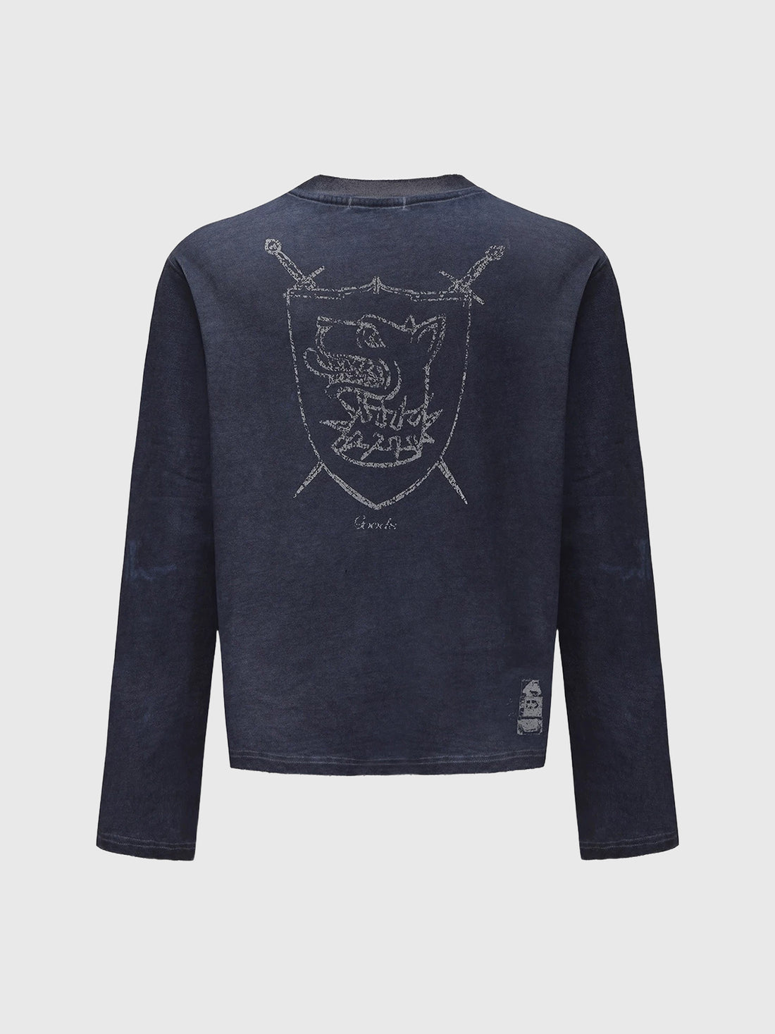Co-ed Dorm Baggy Washed Star Embroidery Sweater - Blue