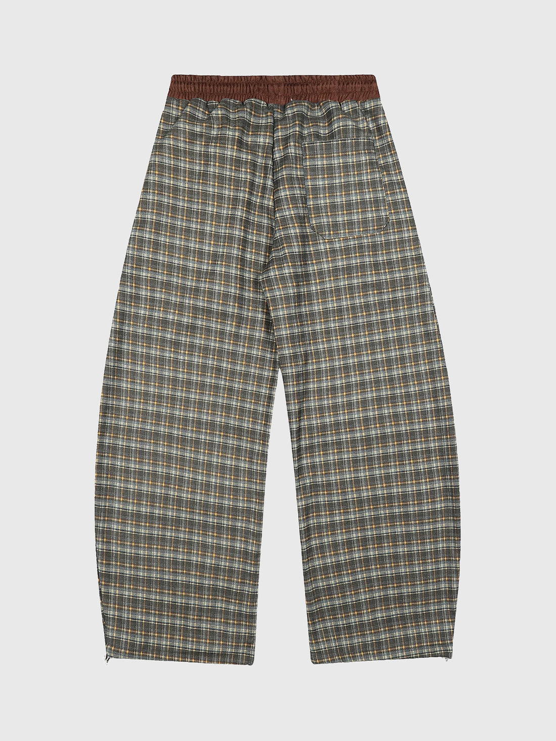 Co-ed Dorm Wide-leg Textured Plaid Trousers - Grey