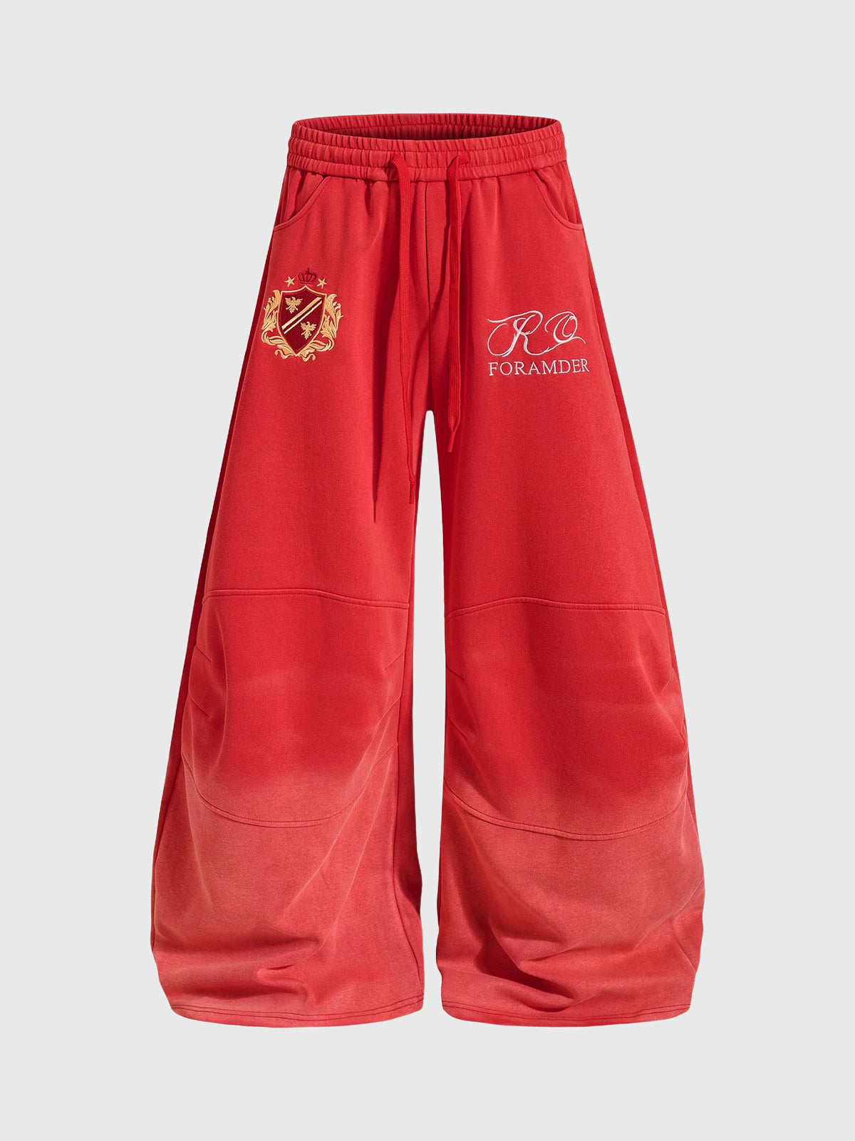 Co-ed Dorm Wide-leg Graphic Printed Sweatpants - Red