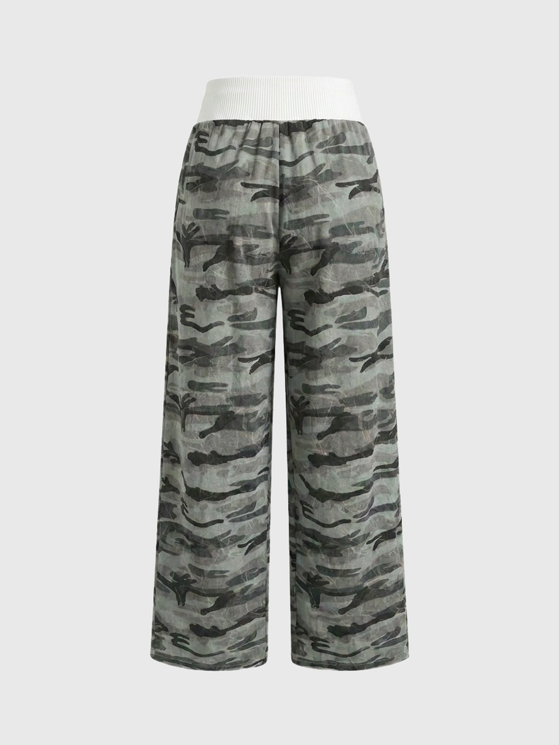 Brick Lane Wide-leg Camouflage Contrast Color Utility Pants - Camo