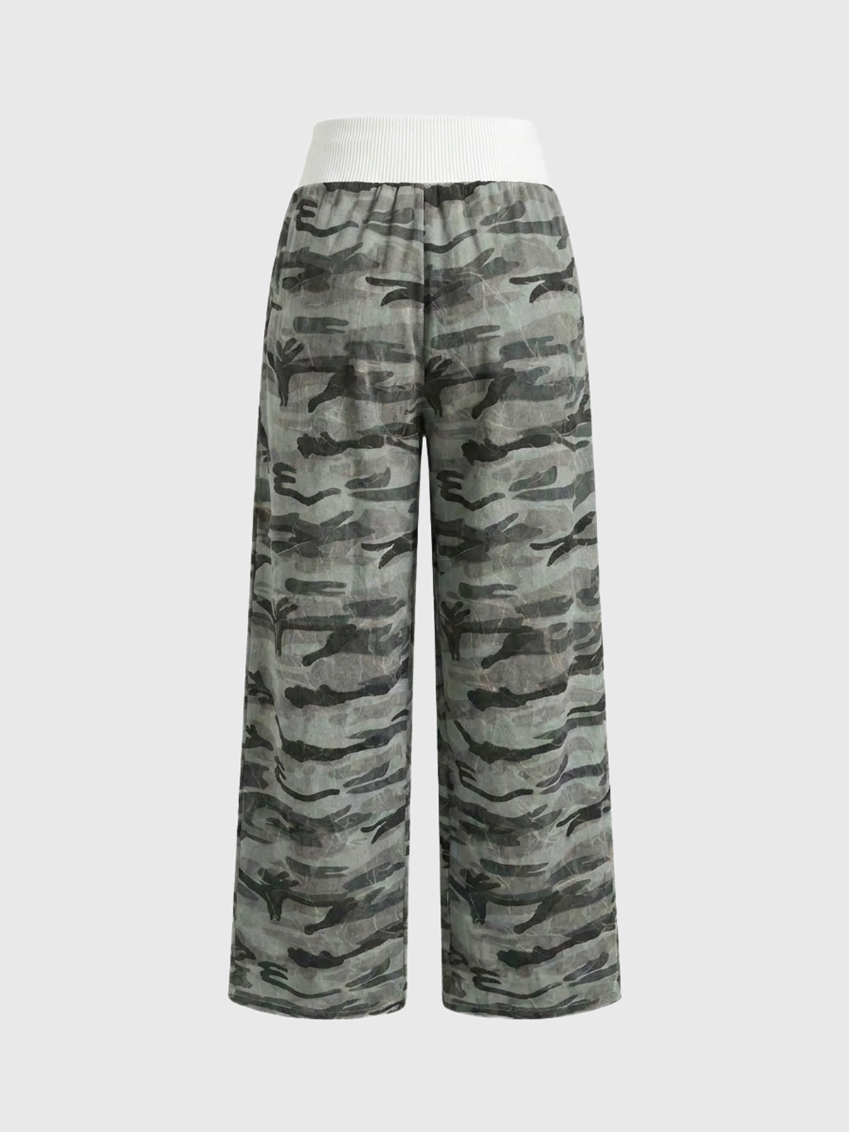 Brick Lane Wide-leg Camouflage Contrast Color Utility Pants - Camo