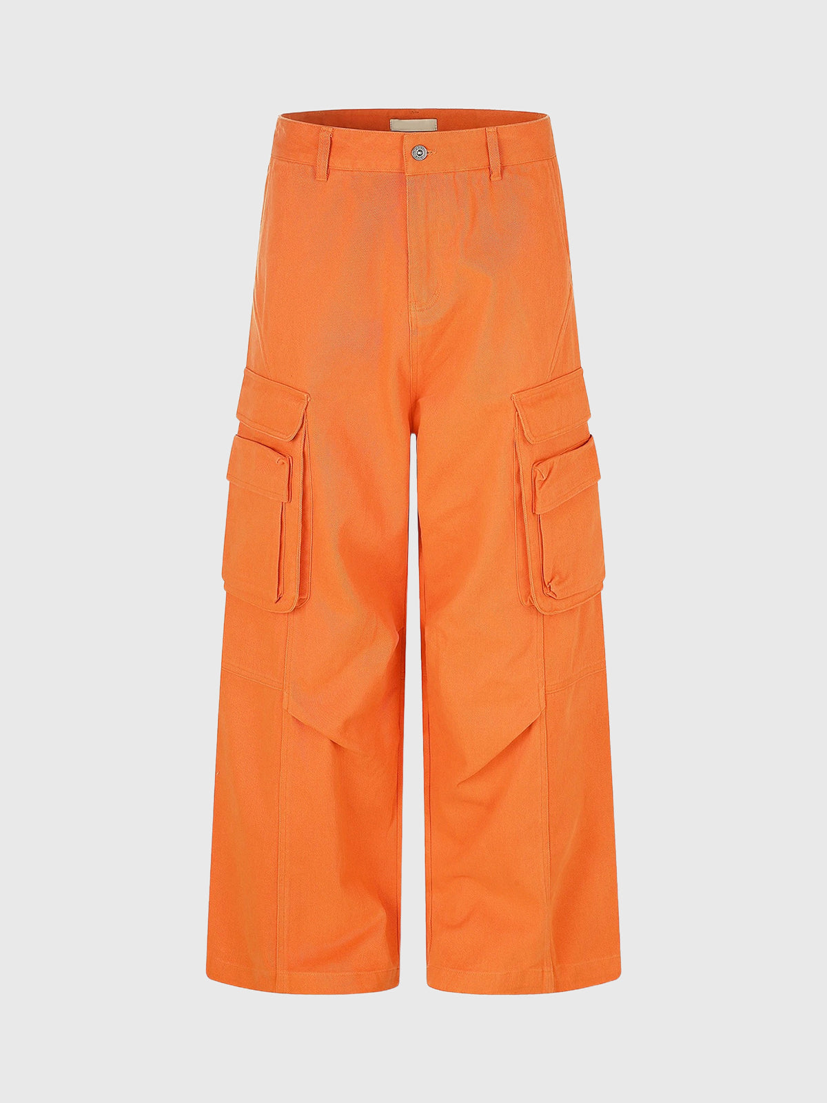 Co-ed Dorm Wide-leg Multi-Pocket Cargo Pants - Orange