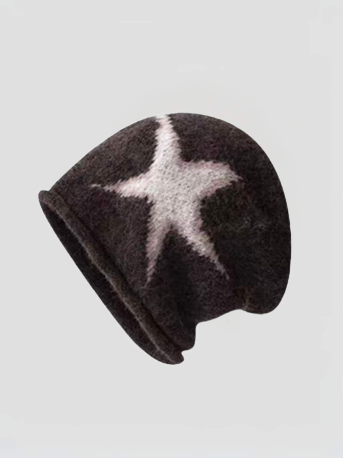 American Club Distressed Star Patchwork Beanie Hat - Black
