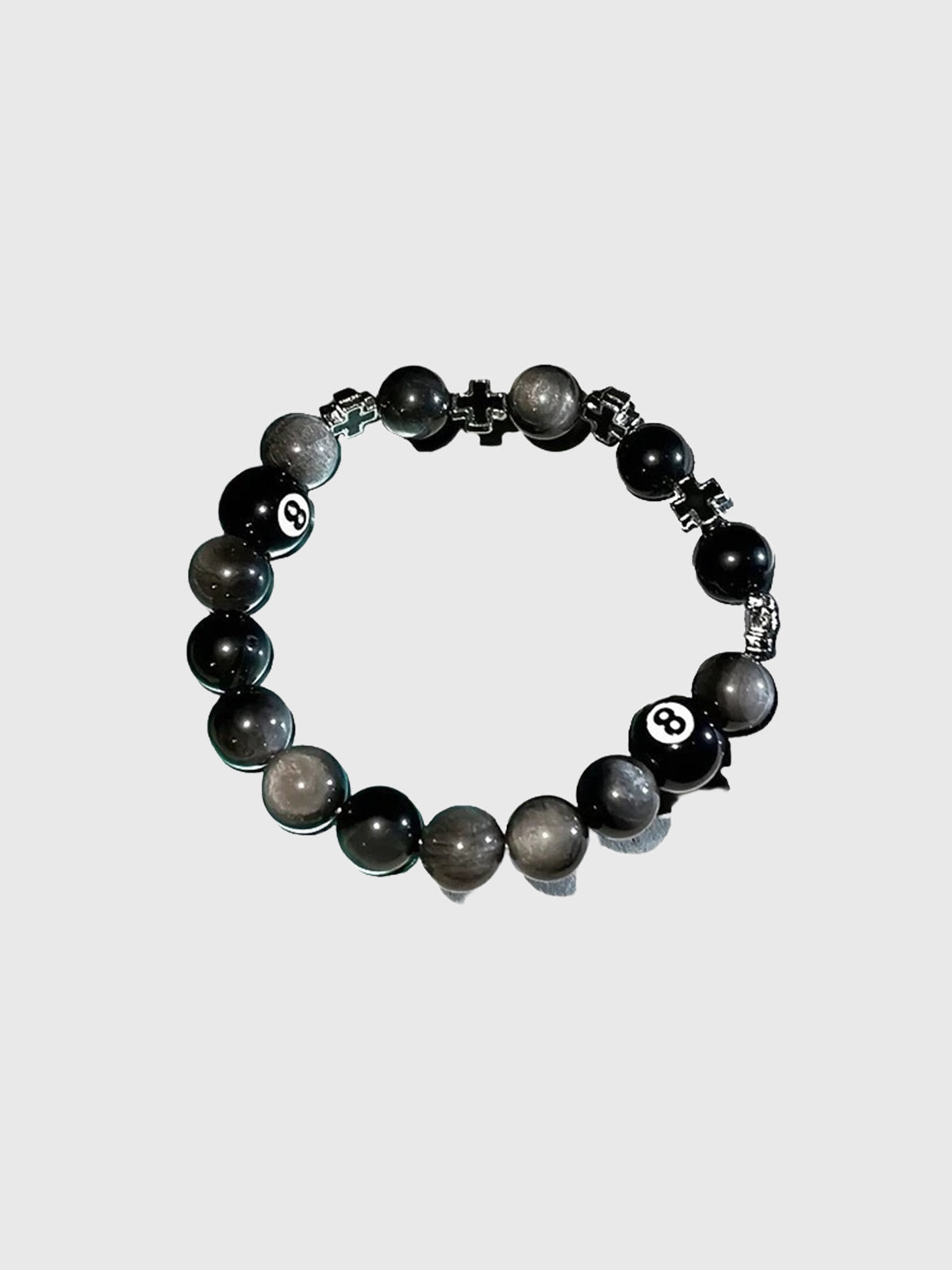 Brick Lane Textured Stone Beaded Bracelet - Black