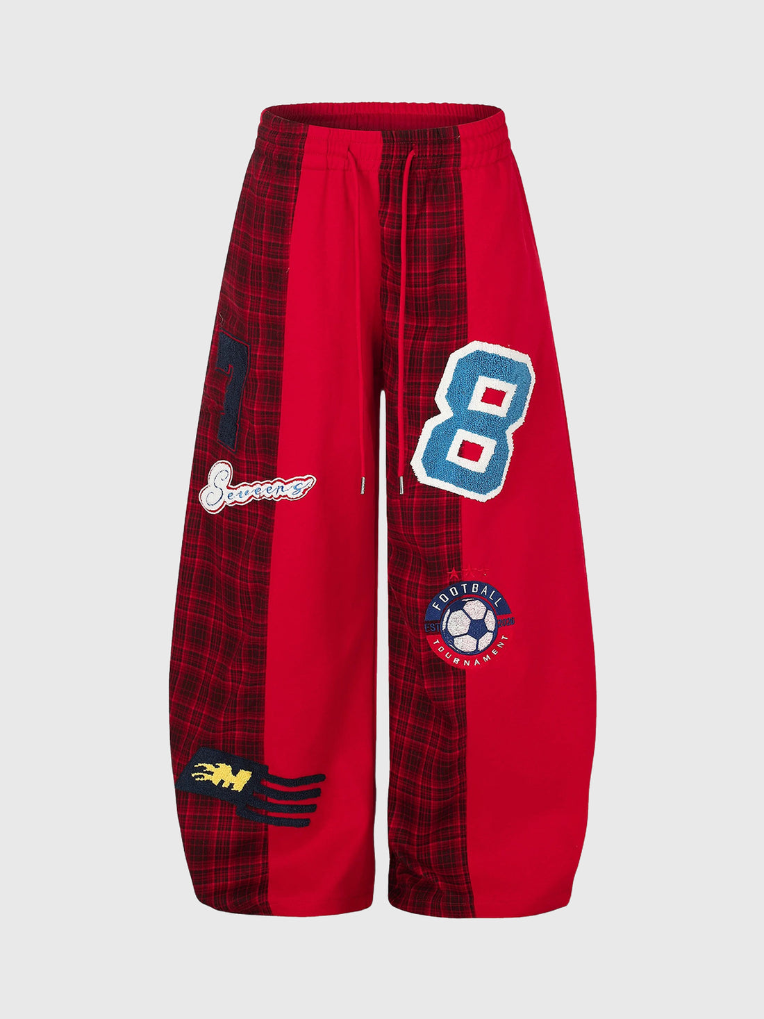 Co-ed Dorm Baggy Number 8 Patchwork Sweatpants - Red