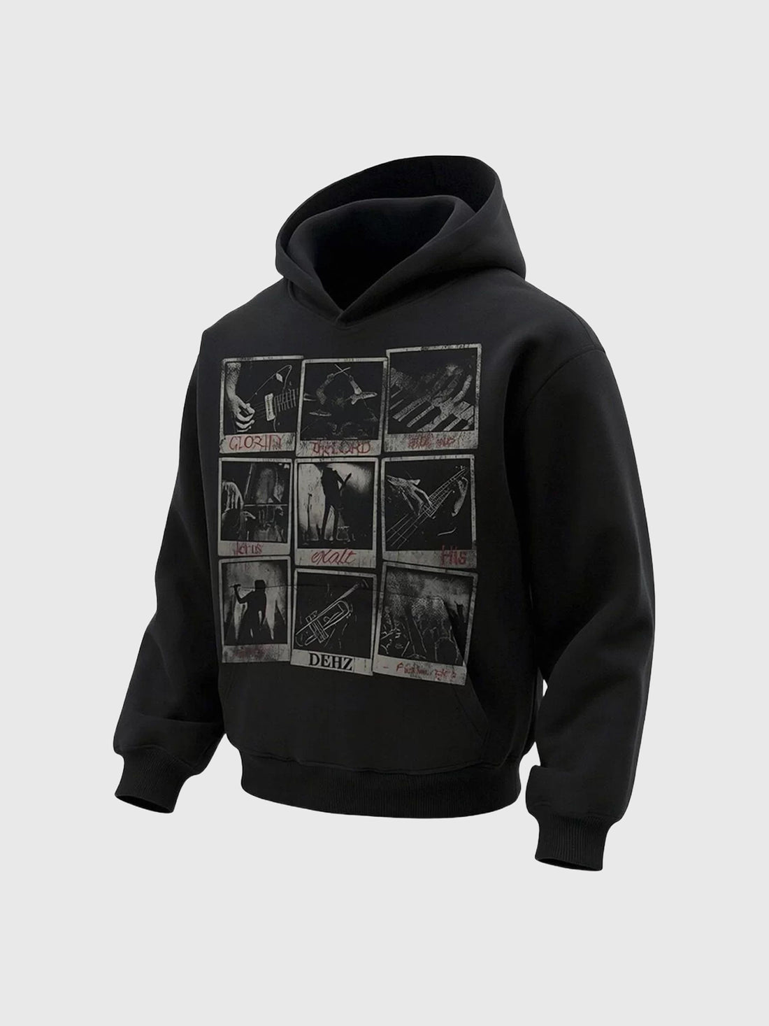 Co-ed Dorm Baggy Graphic Print Hoodie - Black