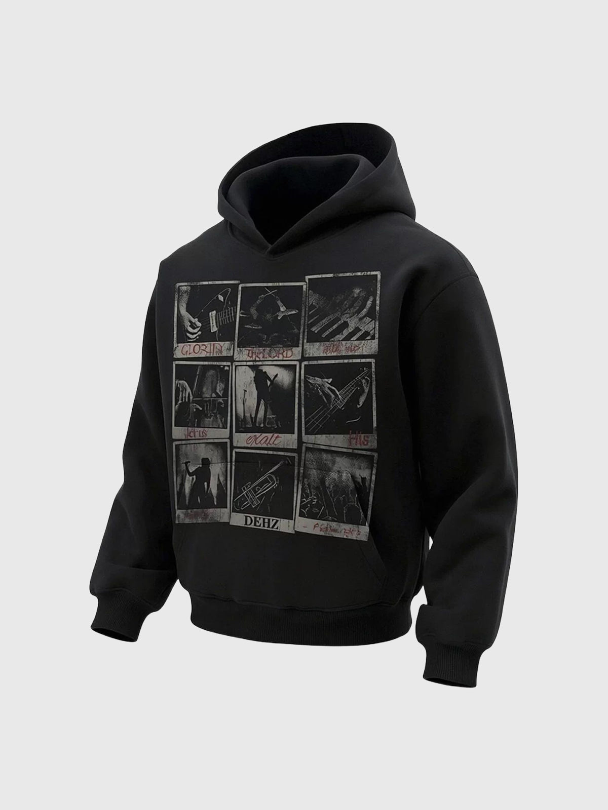 Co-ed Dorm Baggy Graphic Print Hoodie - Black