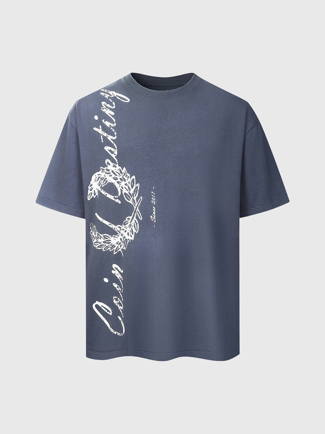 Co-ed Dorm Baggy Washed Thorn Graphic Tee - Blue