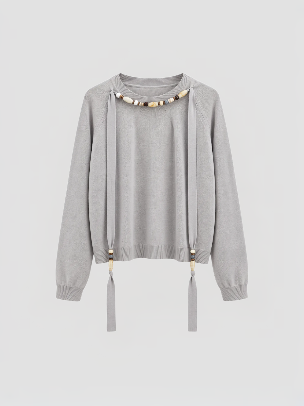 Co-ed Dorm Skimming Embellished Cutout Cardigan - Grey