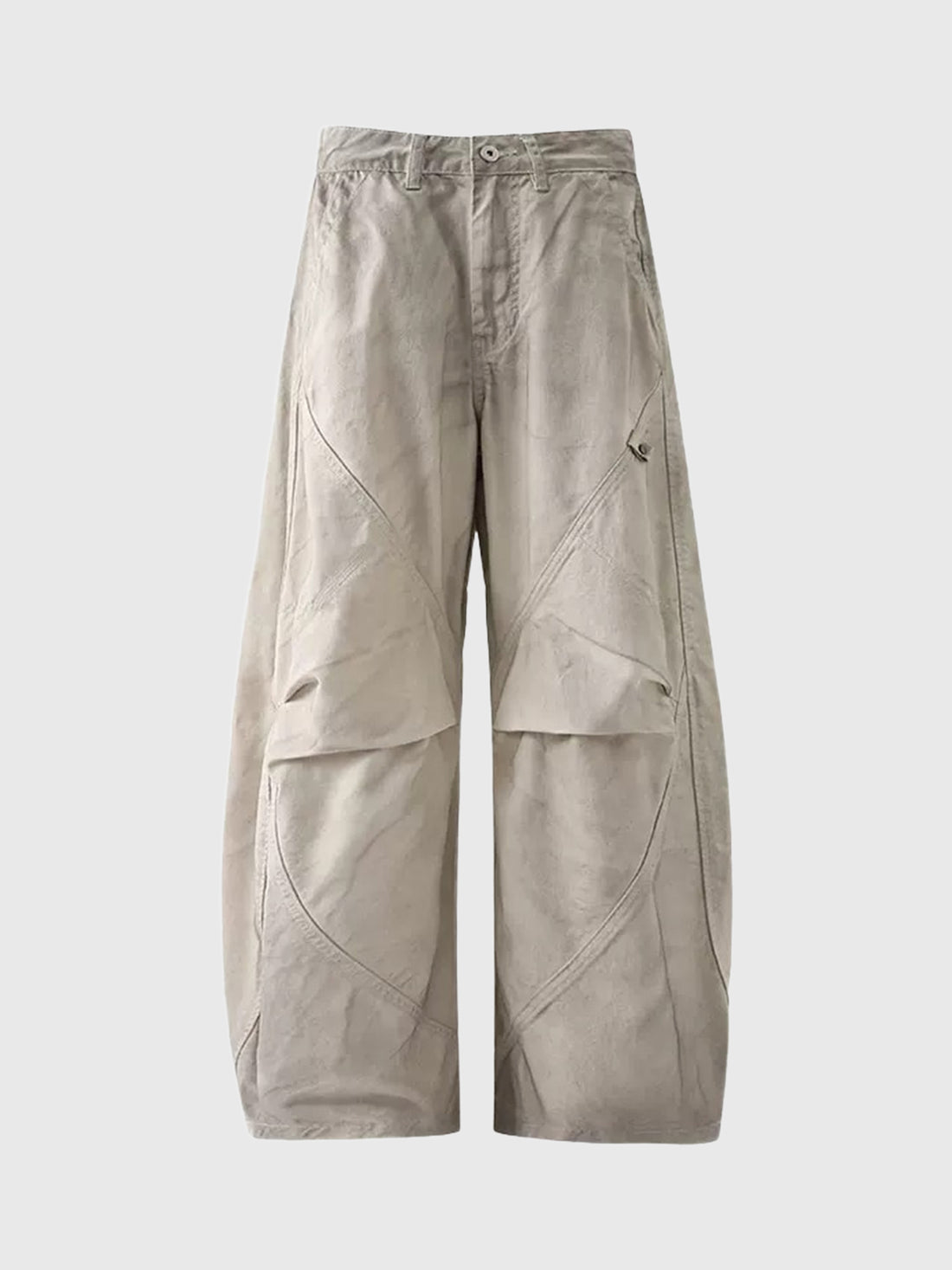 Co-ed Dorm Wide-leg Distressed Cutout Cargo Pants - Beige