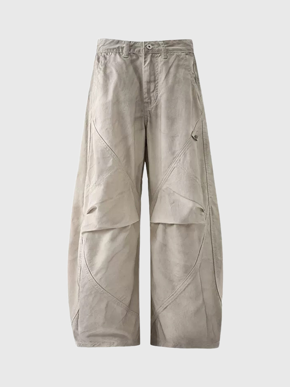 Co-ed Dorm Wide-leg Distressed Cutout Cargo Pants - Beige