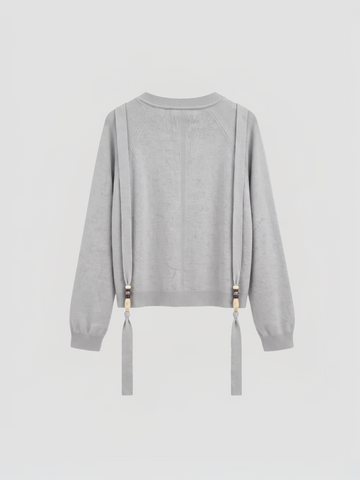 Co-ed Dorm Skimming Embellished Cutout Cardigan - Grey