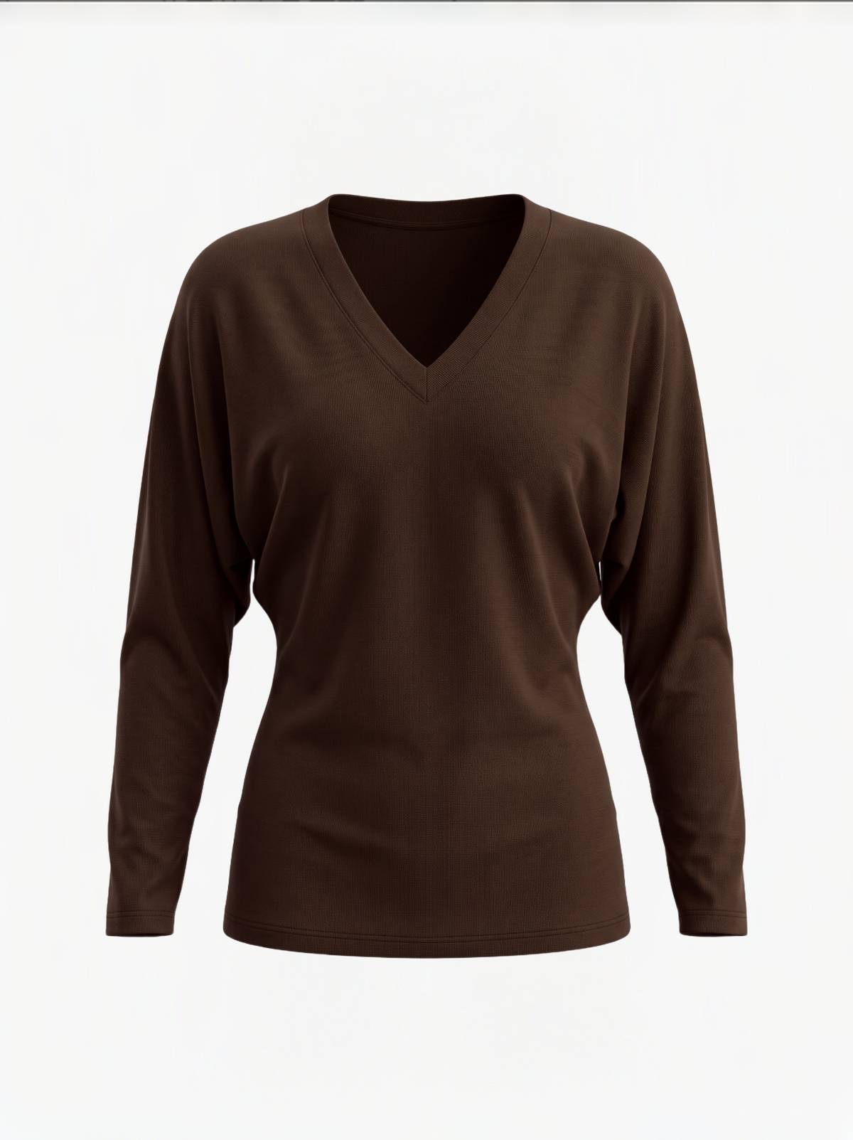Brick Lane Skimming Long Sleeve Top and Flared Pants Two-Piece Set - Brown