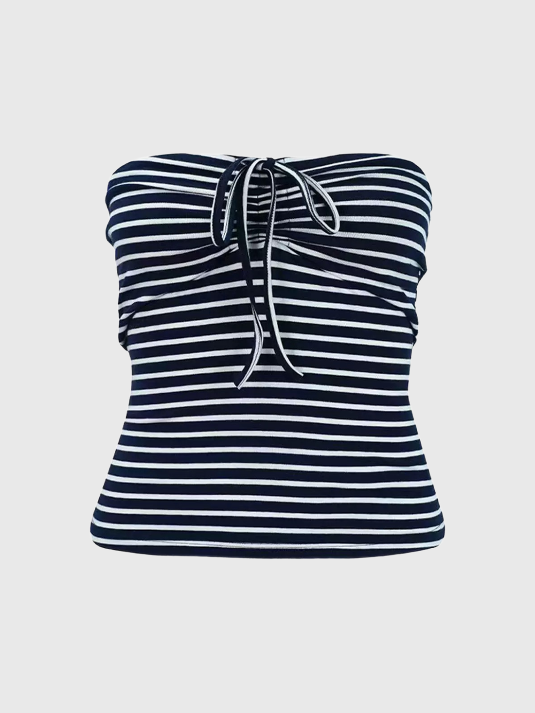 Dolled Office Skimming-fit Striped Tube Top - Black