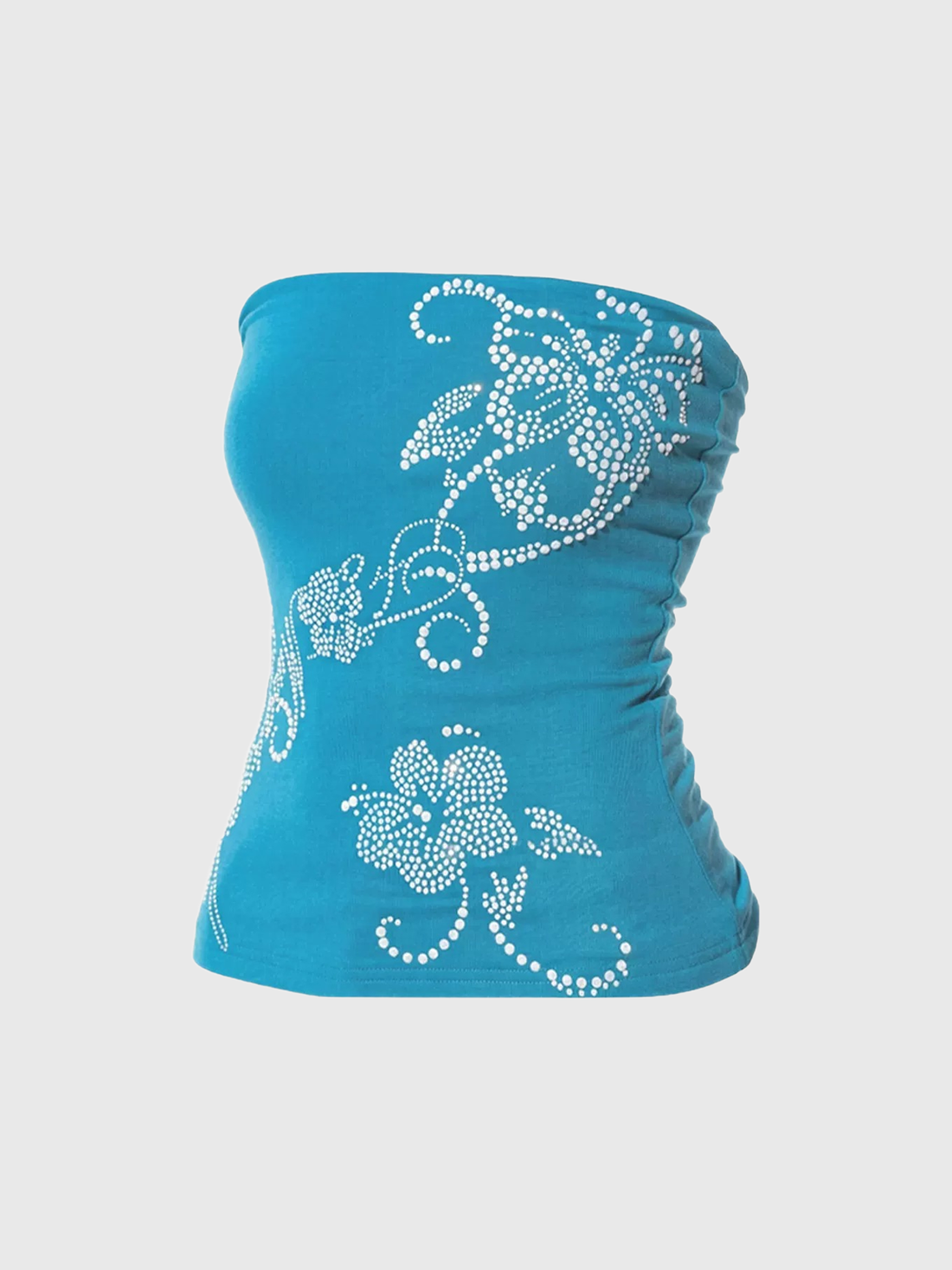 Brick Lane Skimming-fit Floral Graphic Tube Top - Blue