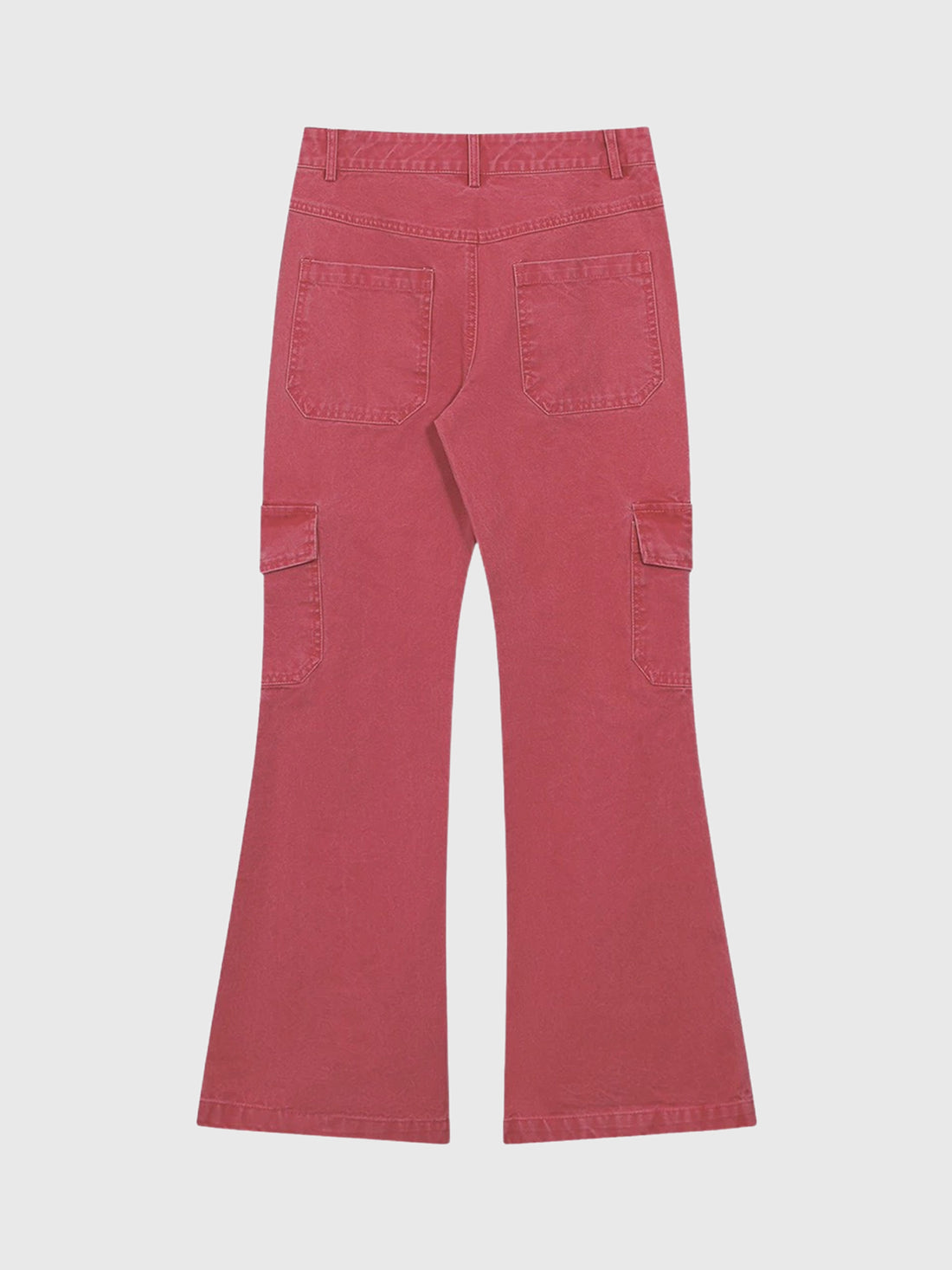 Brick Lane Flared Multi-Pocket Cargo Pants - Pink