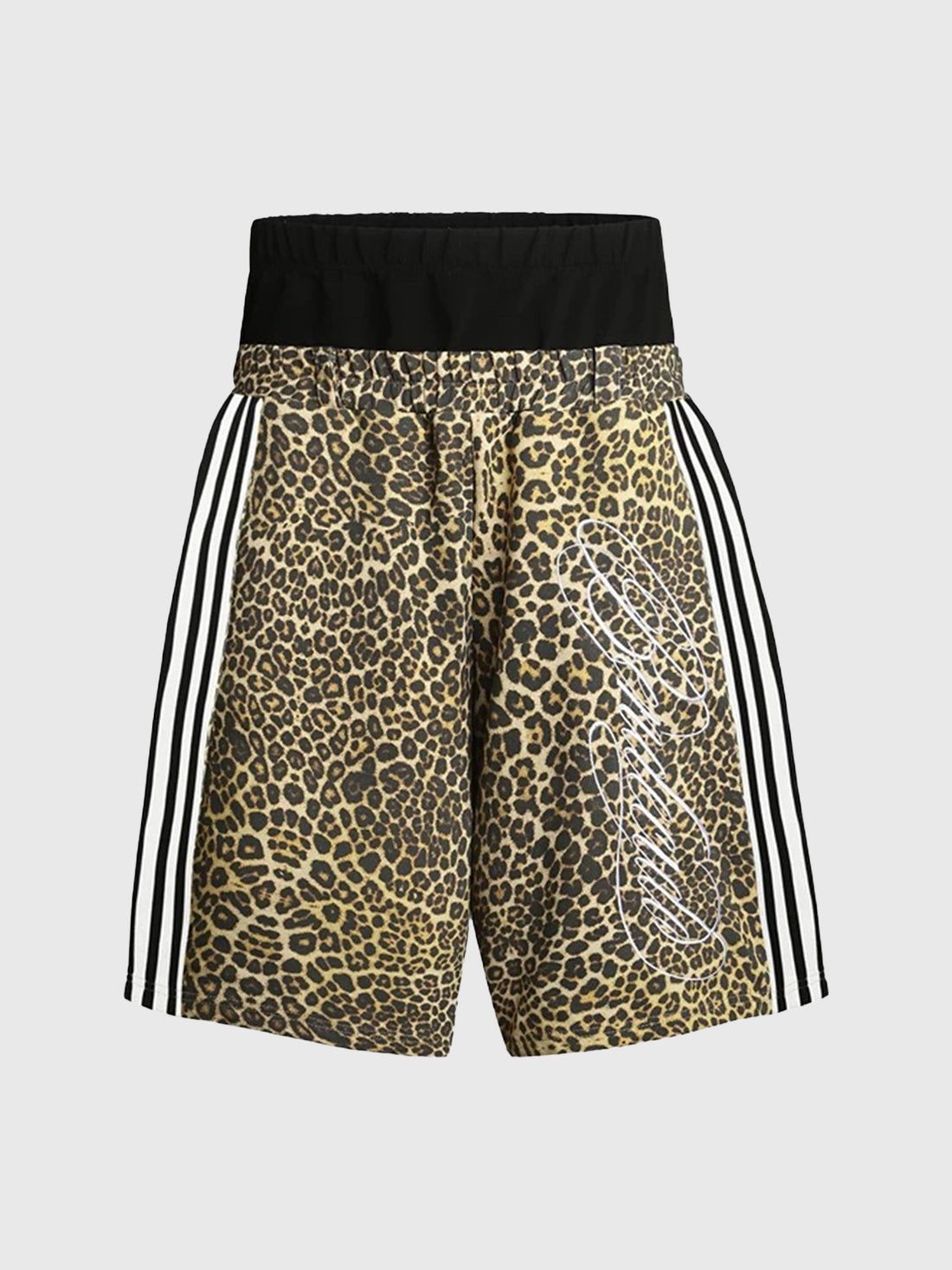Brick Lane Layered-look Embroidered Leopard Sports Shorts - Brown