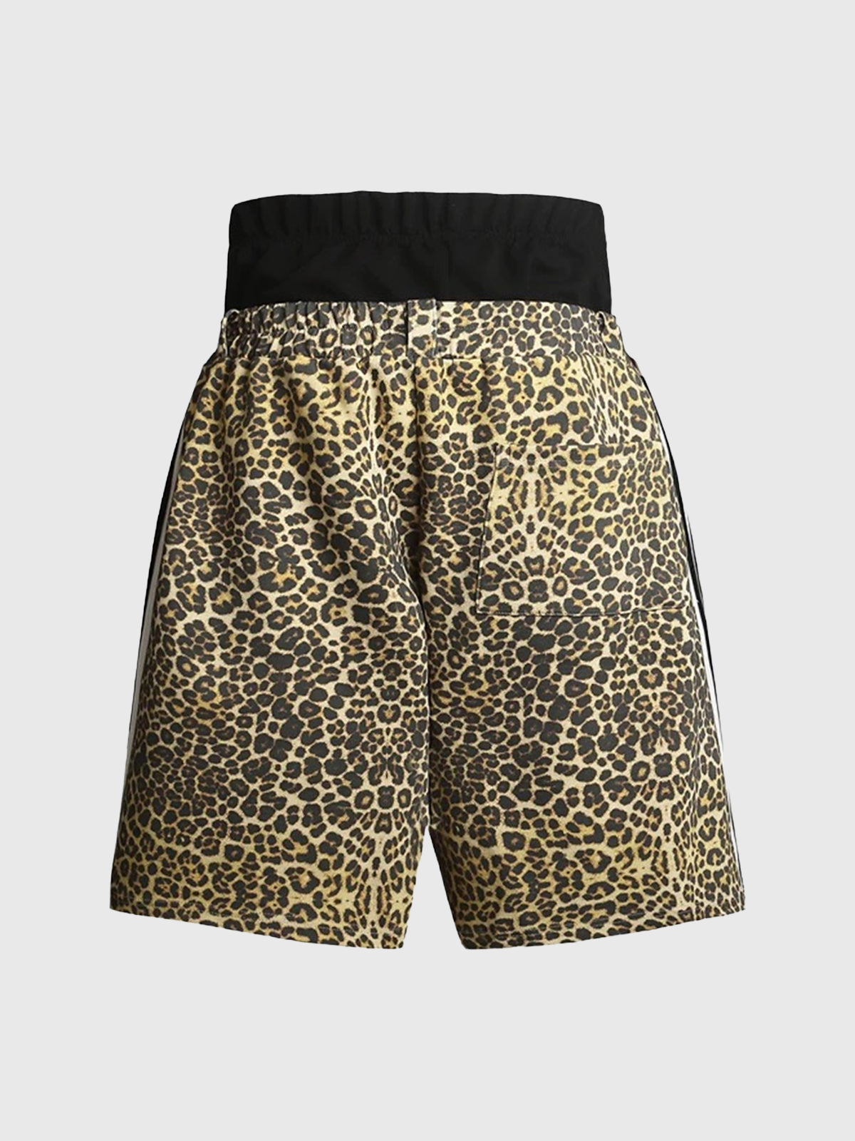 Brick Lane Layered-look Embroidered Leopard Sports Shorts - Brown