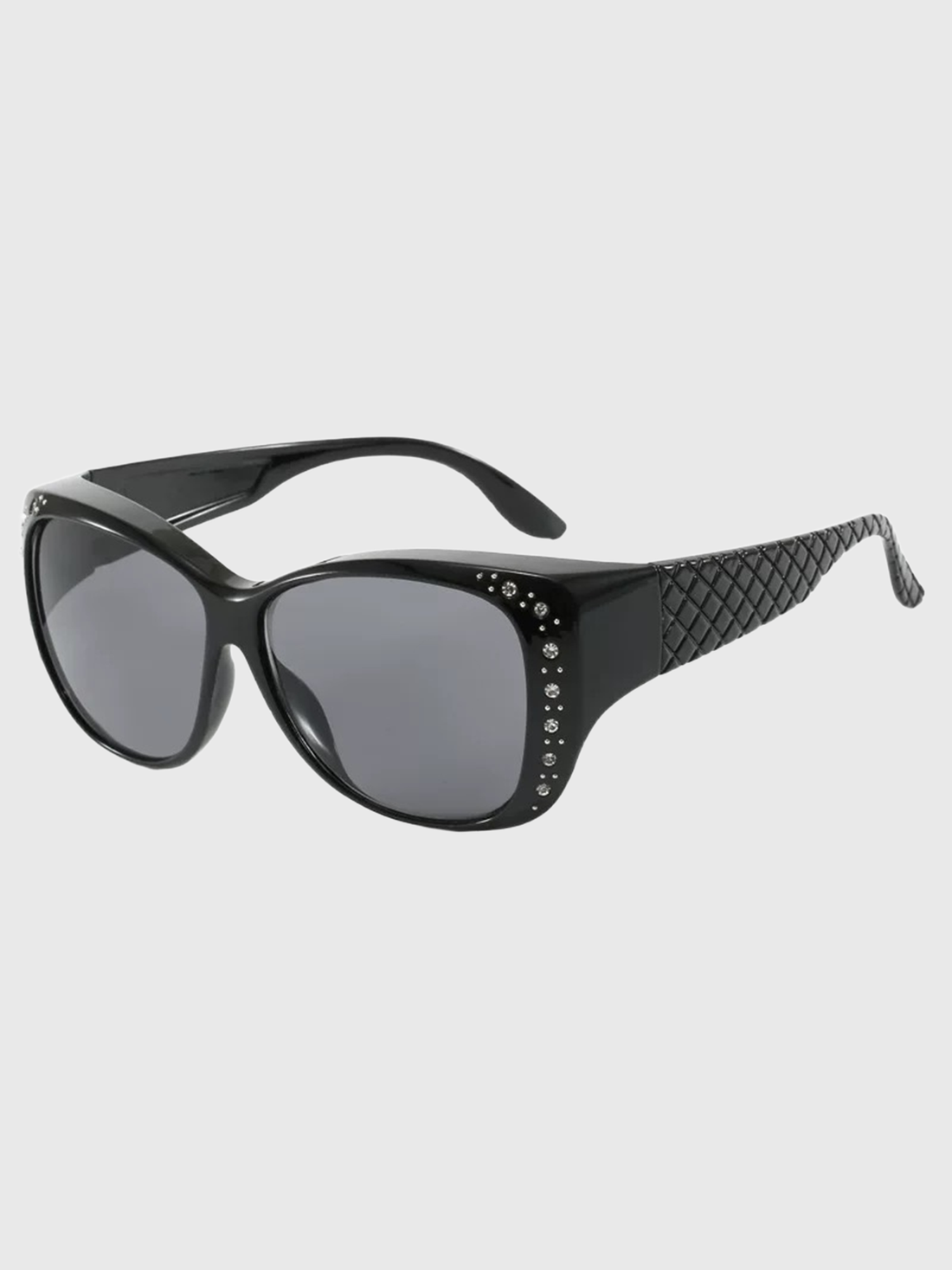 Brick Lane Y2K Rhinestone Oversized Sunglasses - Black