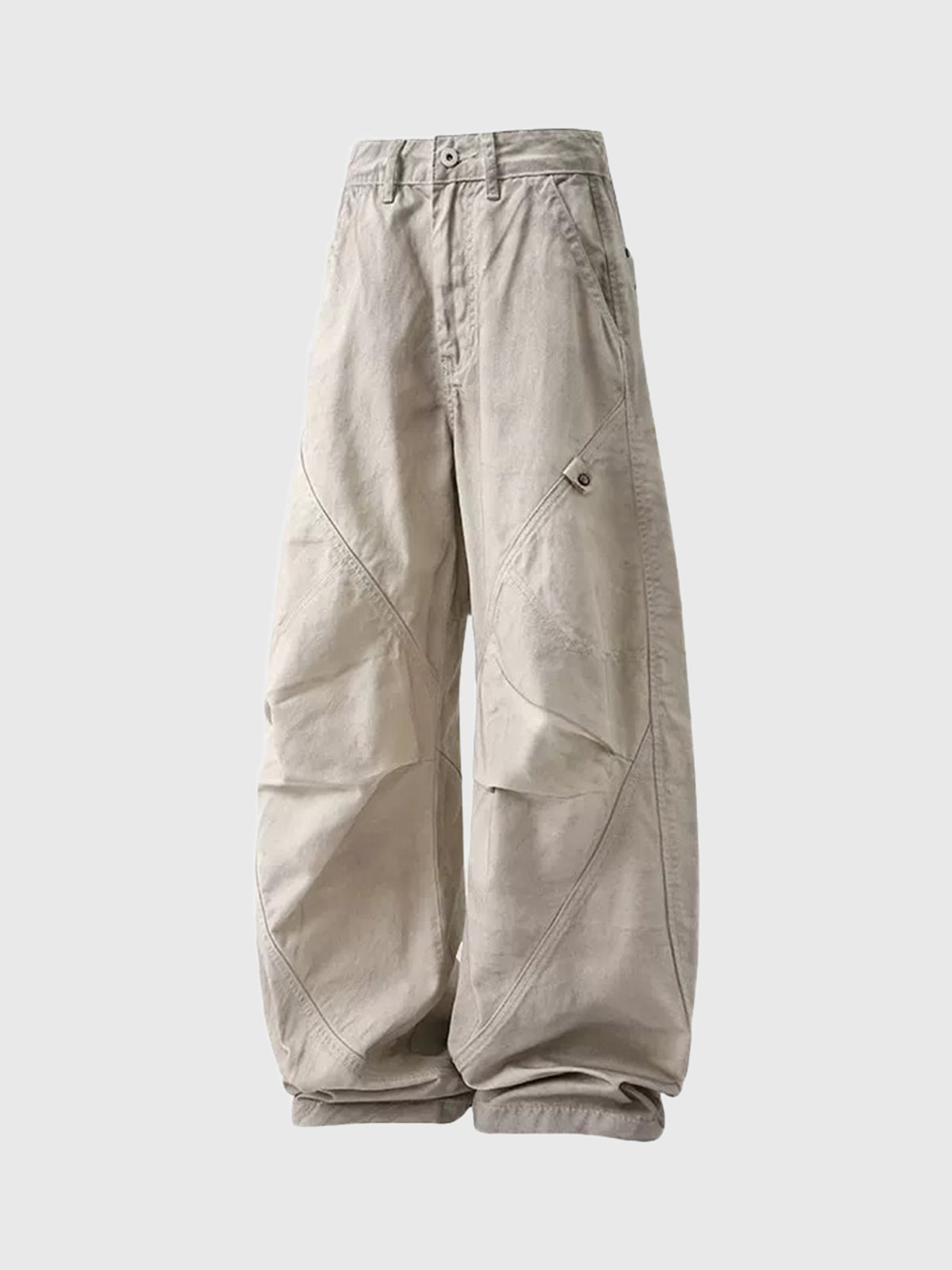 Co-ed Dorm Wide-leg Distressed Cutout Cargo Pants - Beige