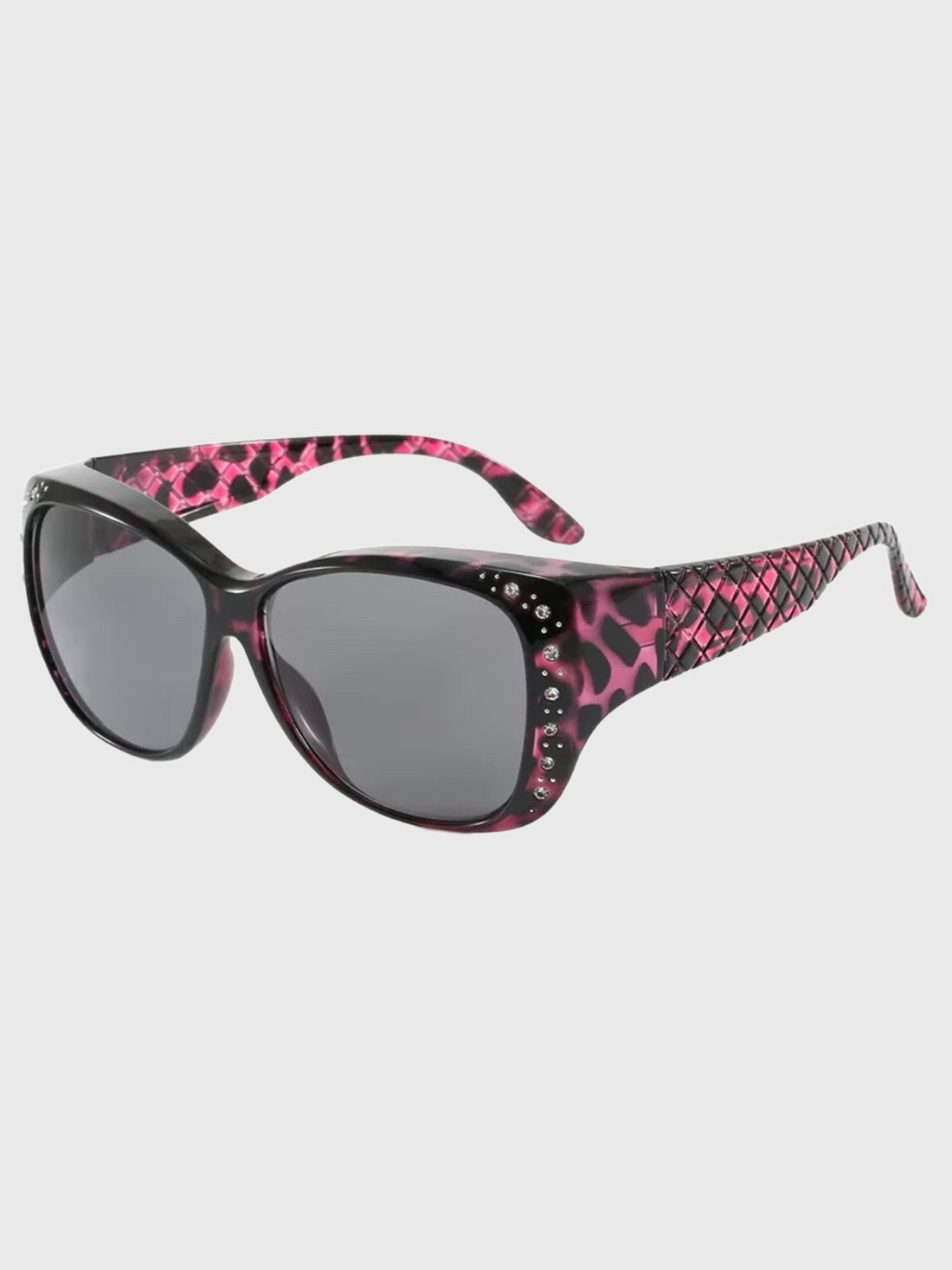 Brick Lane Y2K Rhinestone Oversized Sunglasses - Pink