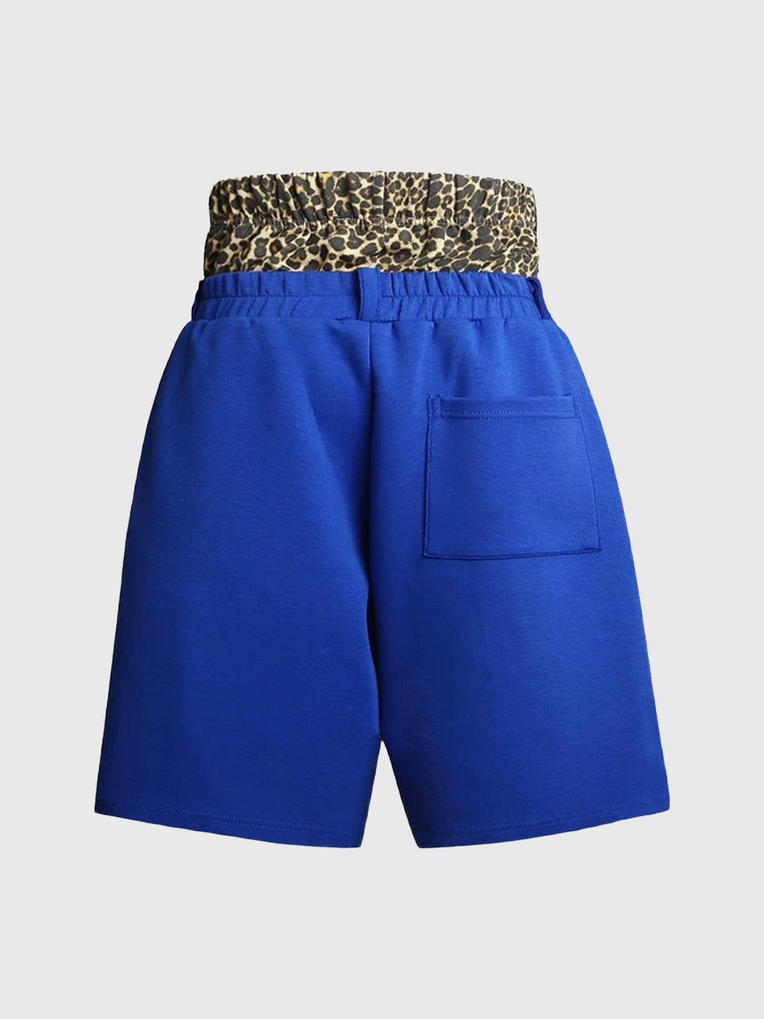 Brick Lane Layered-look Embroidered Leopard Sports Shorts - Blue