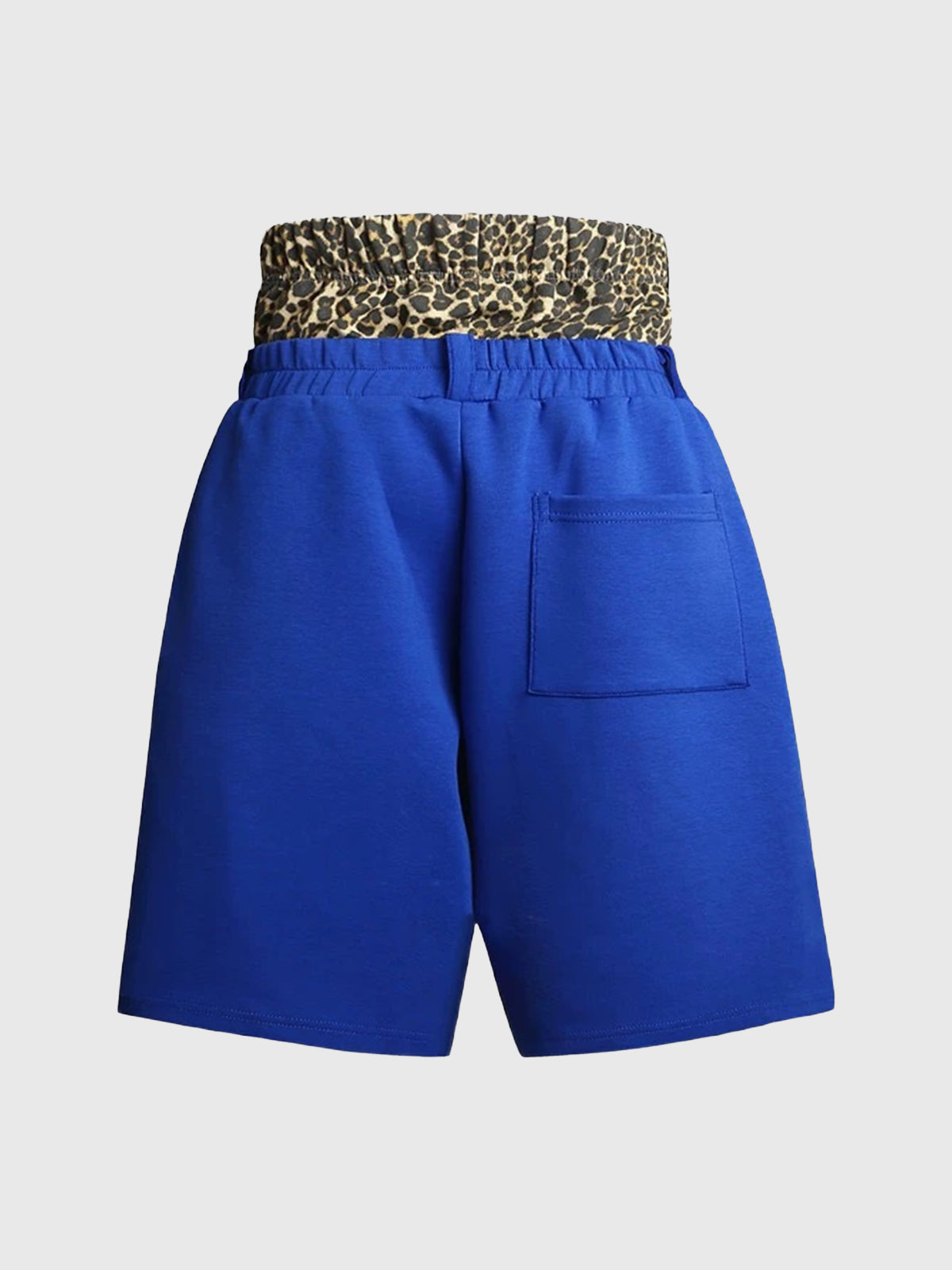 Brick Lane Layered-look Embroidered Leopard Sports Shorts - Blue