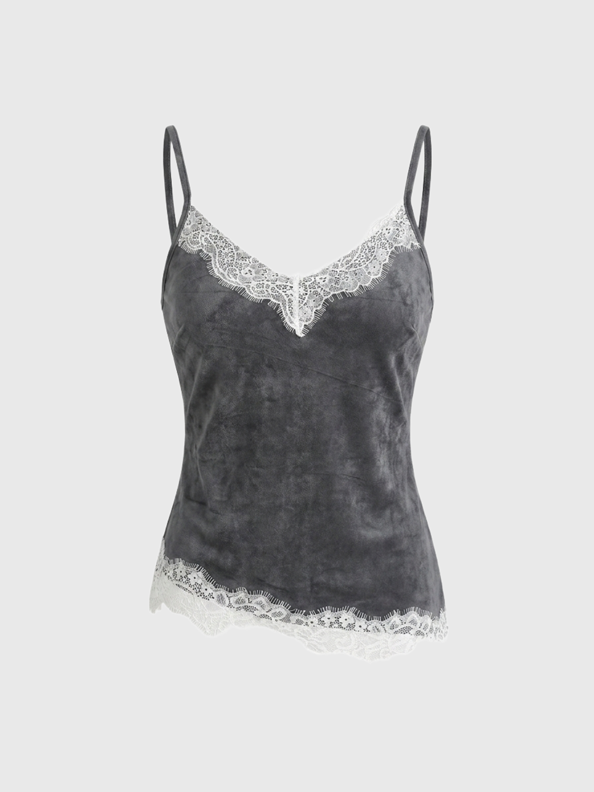 Dolled Office Waist-defining Lace Trim Asymmetric Cami - Black